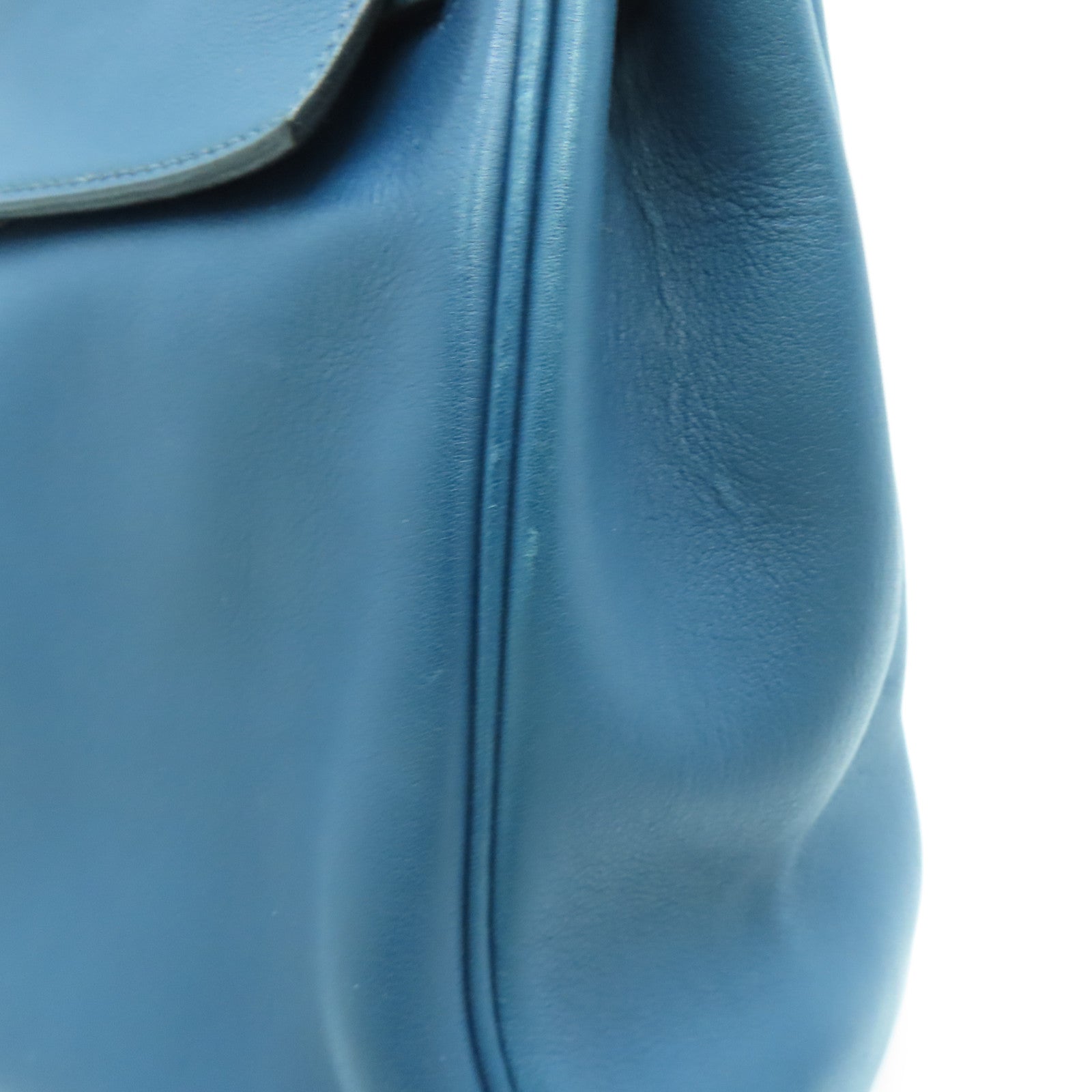 HERMES Swift leather Kelly 32 silver buckle handle shoulder bag dark blue
