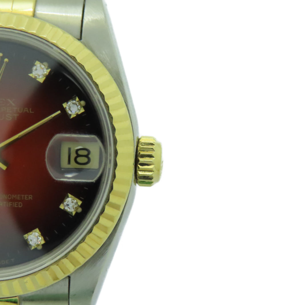 ROLEX Datejust 18K黄金/不鏽鋼手錶自動機芯酒紅色