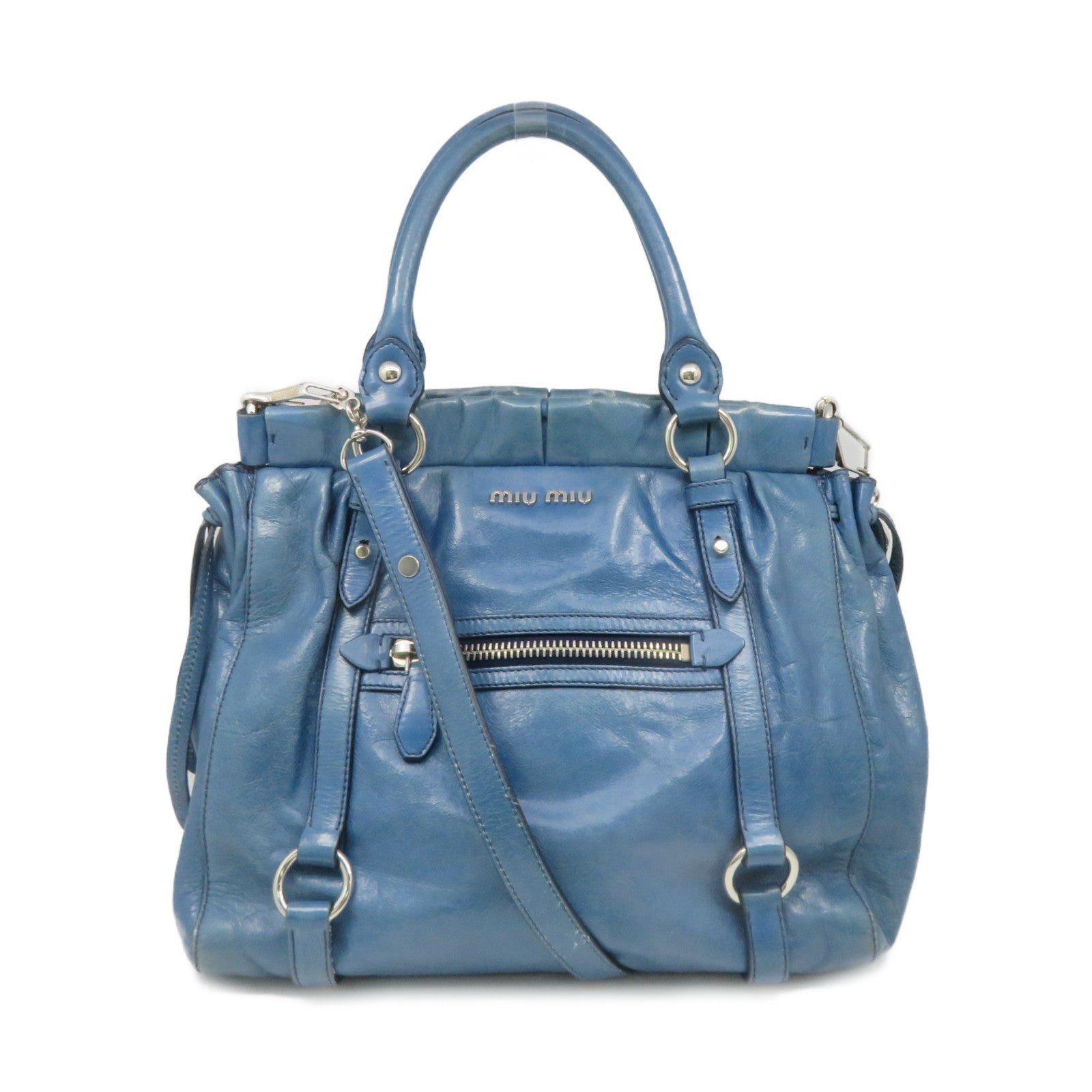 Miu Miu [Sharp Discount] Cowhide Leather 2 Way Hand Bag Handle Shoulde