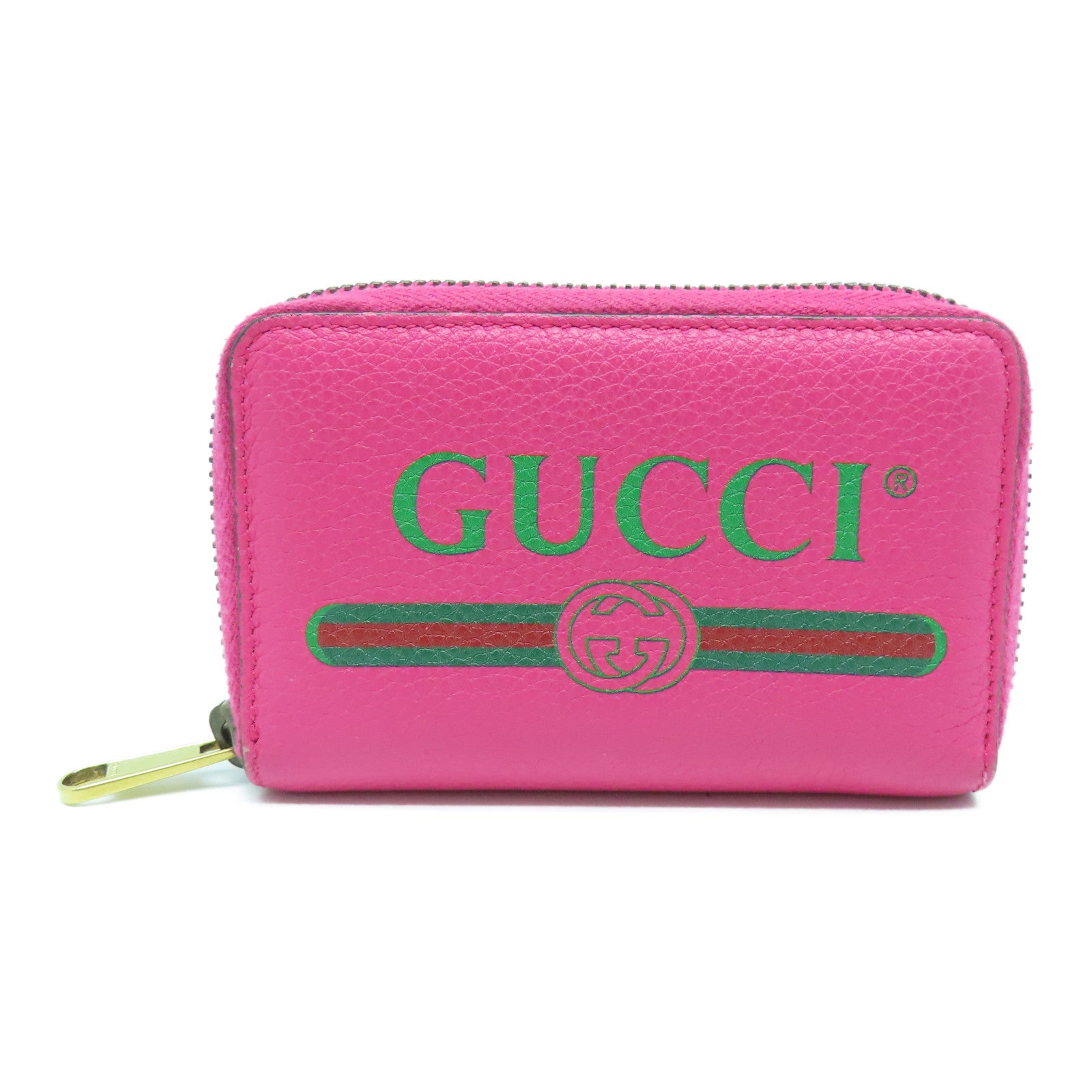 GUCCI 牛皮皮革Small Wallet金扣錢包粉紅色
