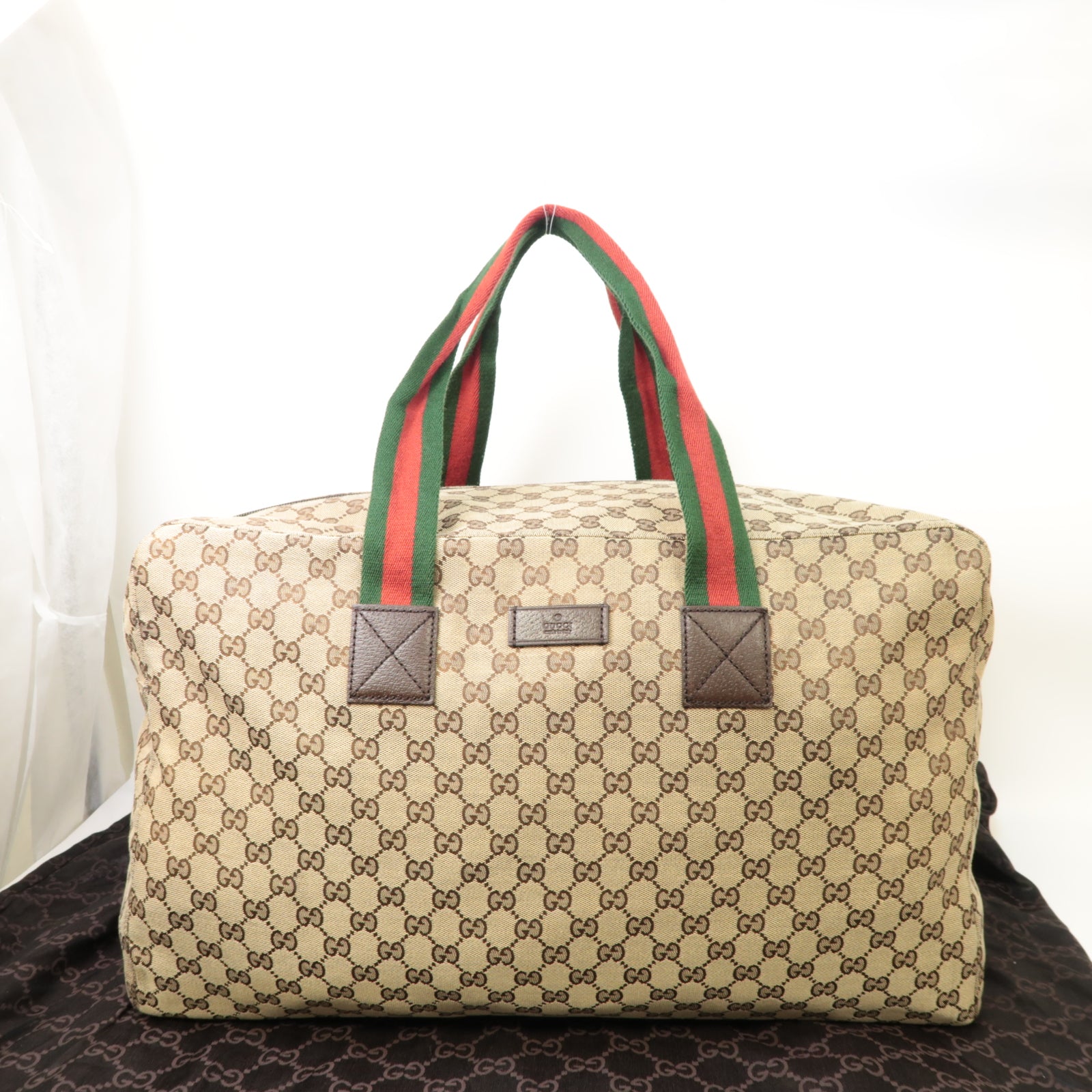 GUCCI 帆布Boston Bag波士顿包棕色