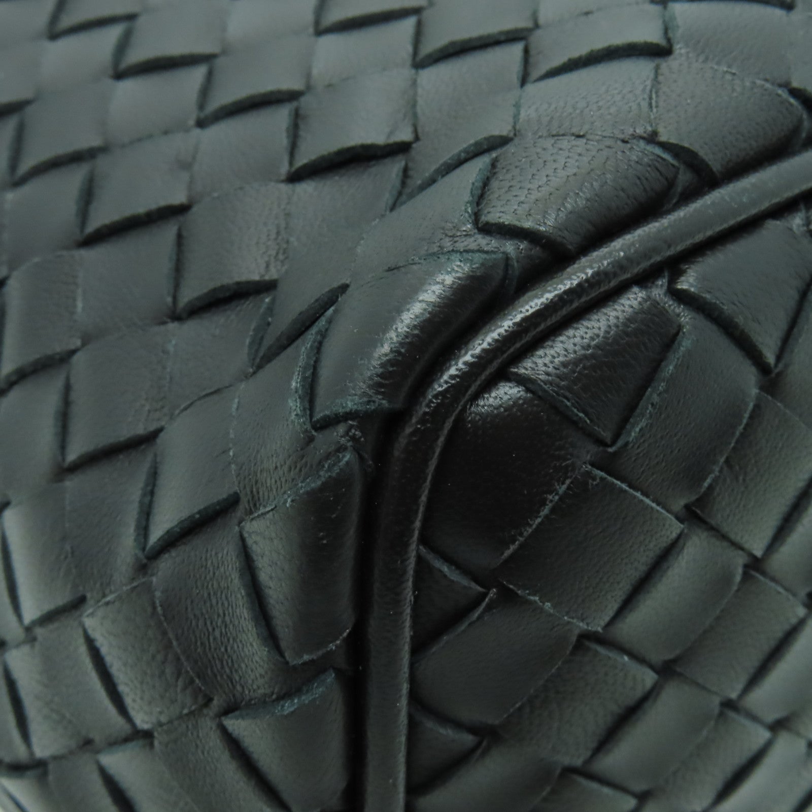 BOTTEGA VENETA 牛皮皮革Shoulder Bag黑扣手挽袋黑色
