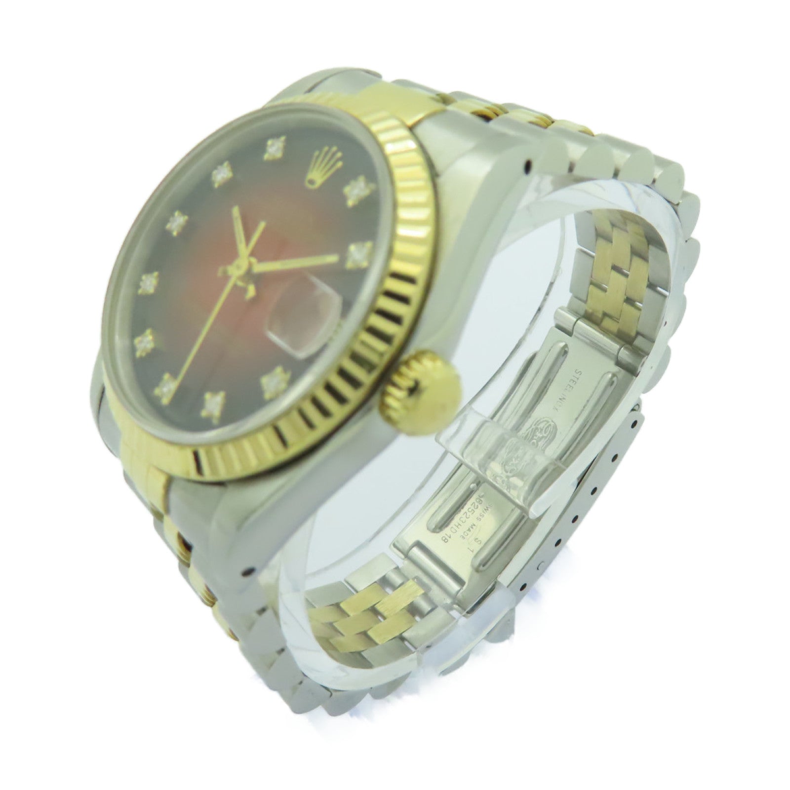 ROLEX Datejust 18K黄金/不鏽鋼手錶自動機芯酒紅色