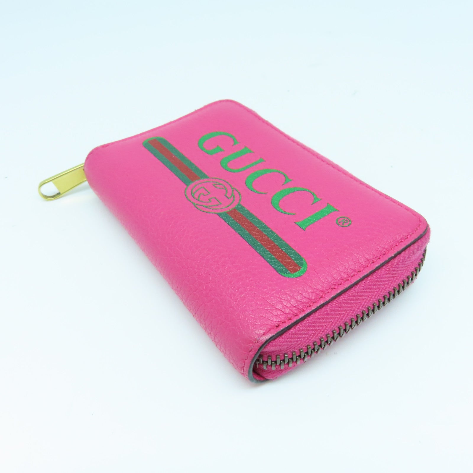 GUCCI 牛皮皮革Small Wallet金扣錢包粉紅色