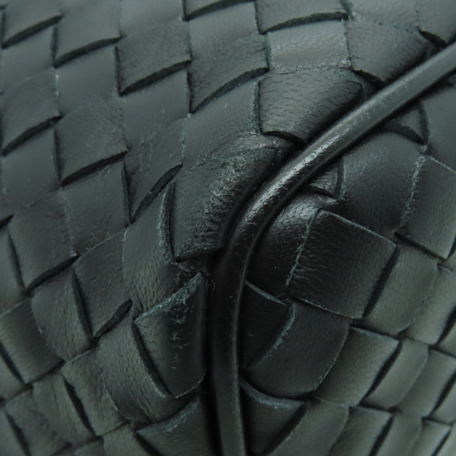 BOTTEGA VENETA 牛皮皮革Shoulder Bag黑扣手挽袋黑色