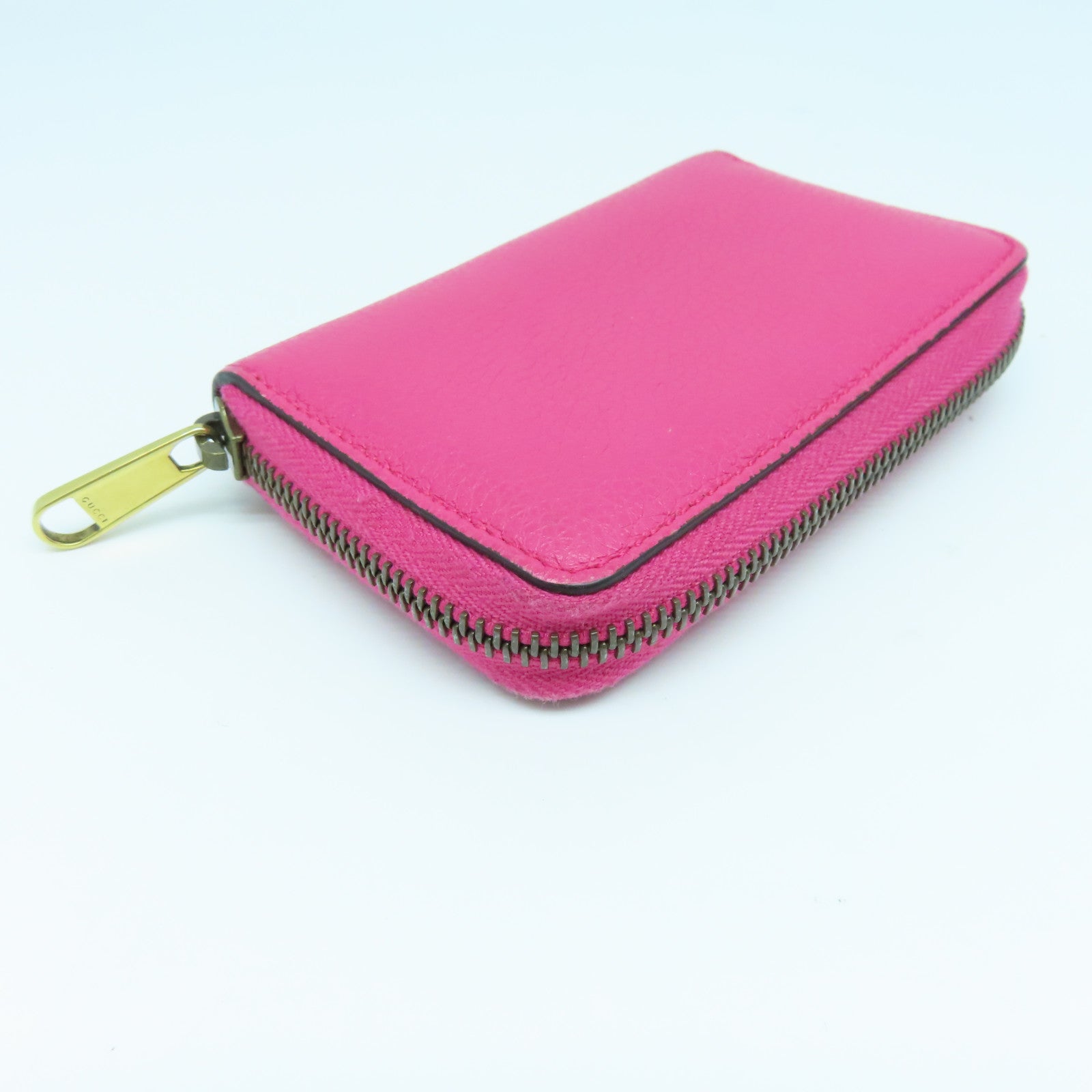 GUCCI 牛皮皮革Small Wallet金扣錢包粉紅色