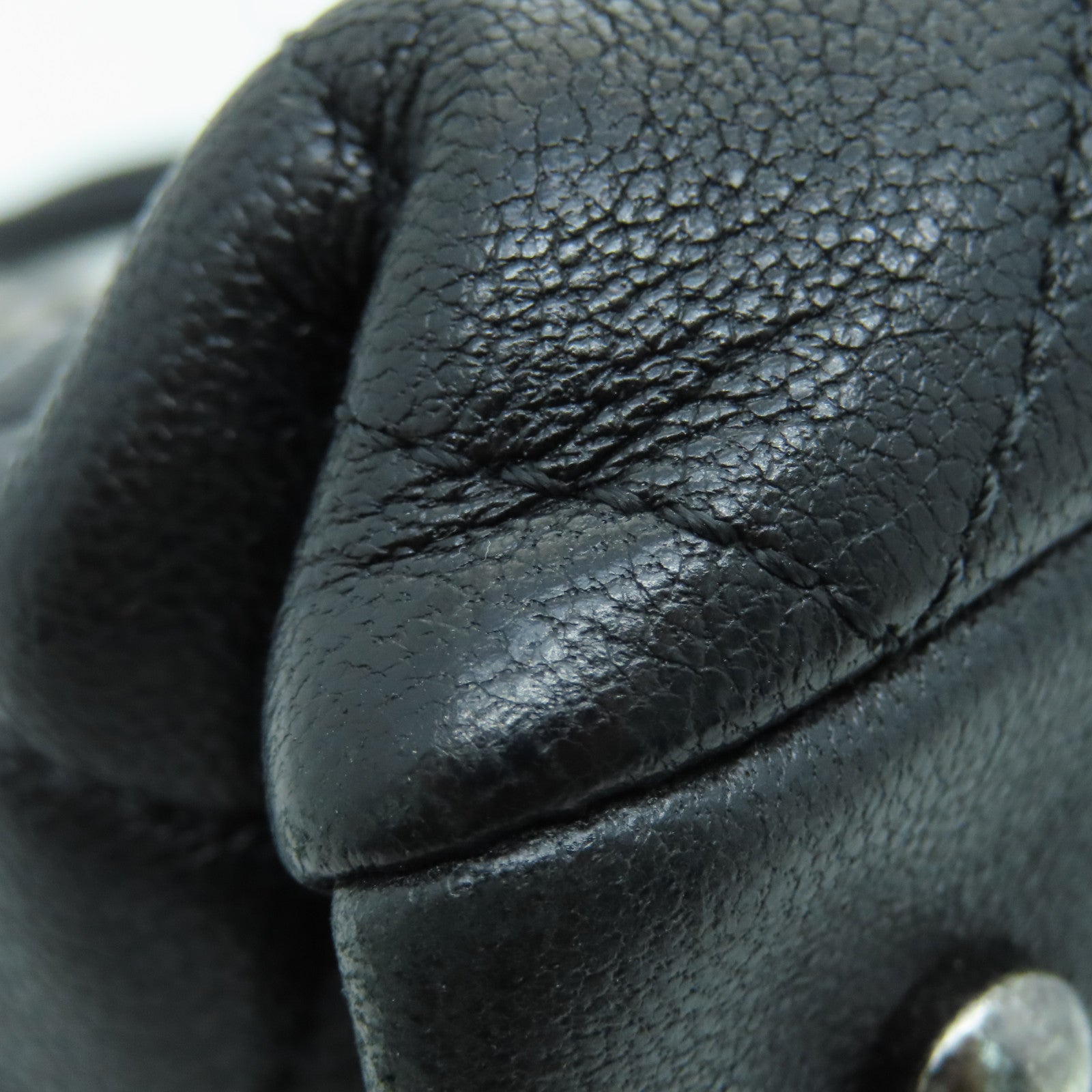 CHANEL diamond Caviar leather Tote Bag silver buckle handle bag black