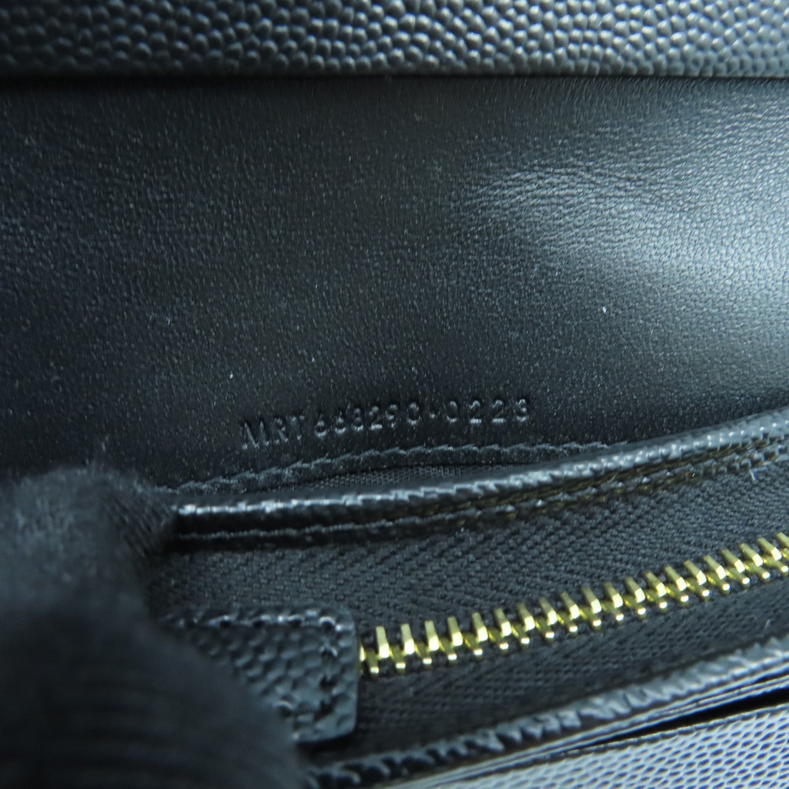SAINT LAURENT Calfskin Leather Wallet Gold Buckle Wallet Black