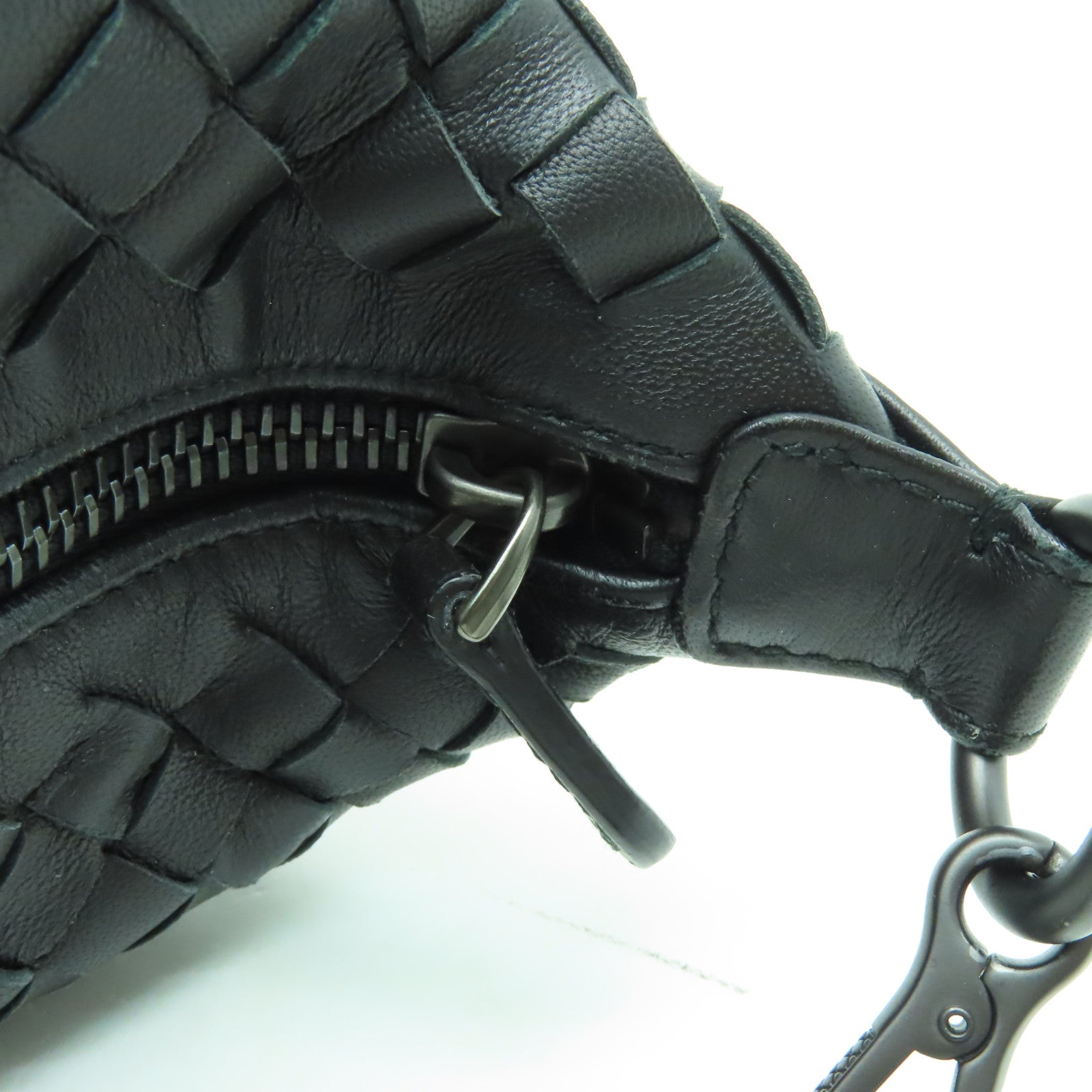 BOTTEGA VENETA 牛皮皮革Shoulder Bag黑扣手挽袋黑色