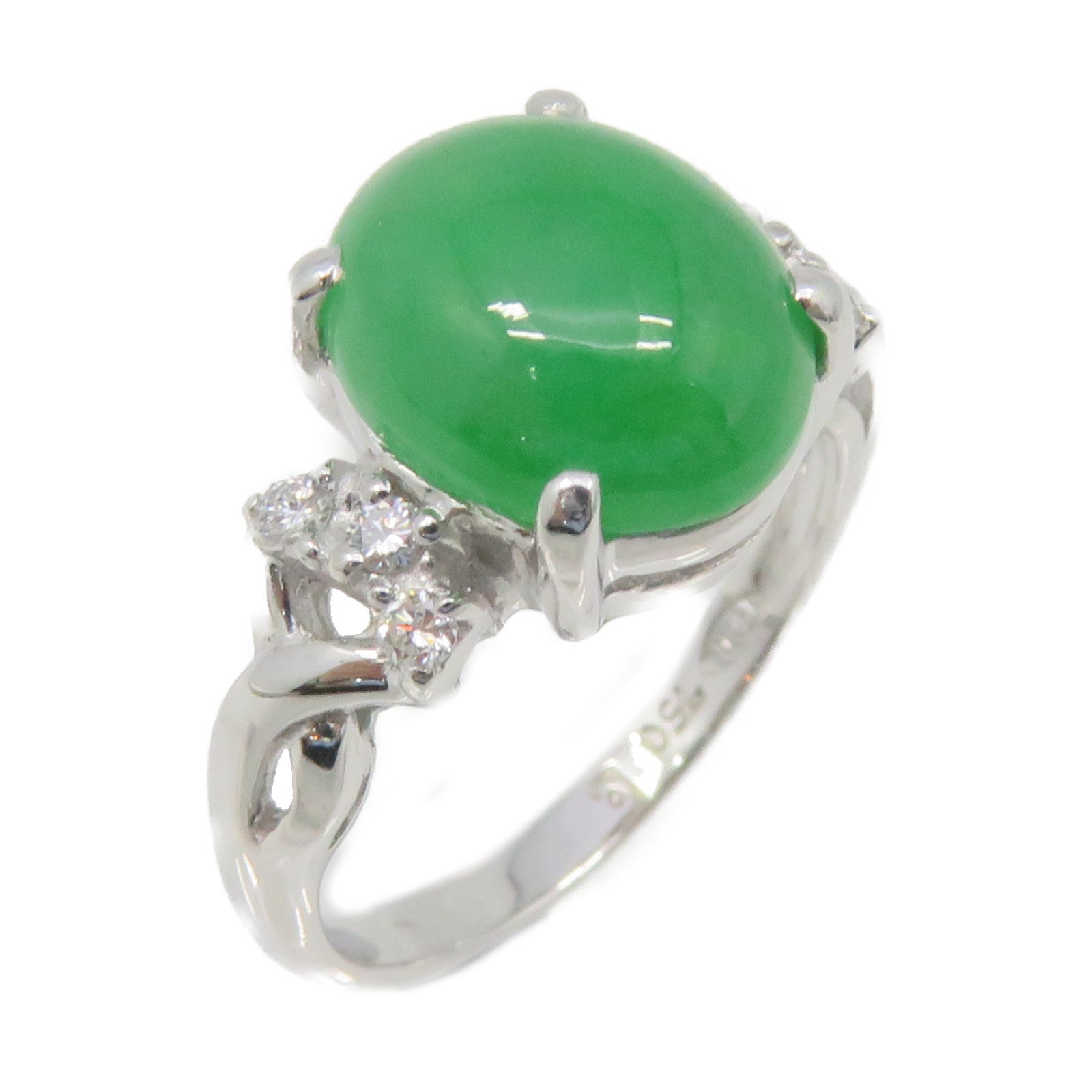 JEWELRY 18K White Gold/Jade Ring Jade Ring US#5.5