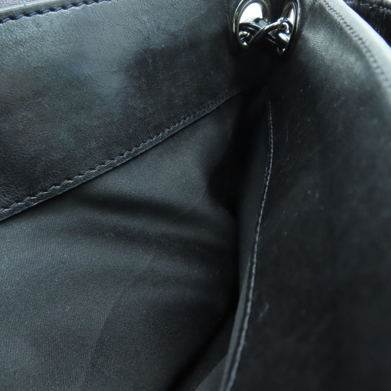 CHANEL 漆皮皮革Chain Shoulder Bag銀扣鏈帶肩背袋黑色