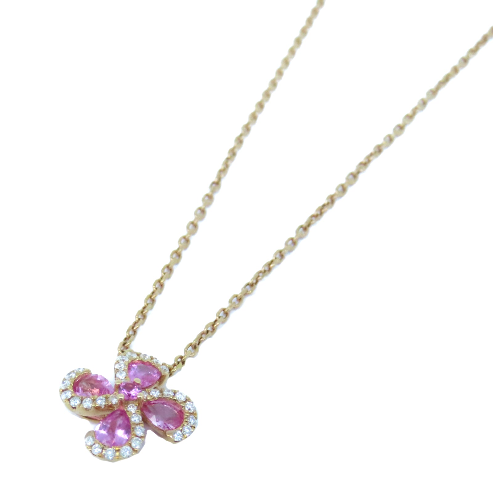 JEWELRY 【激减优惠】K18玫瑰金PinkSapphire Necklace 0.69ct蓝宝石/0.15ct钻石项链