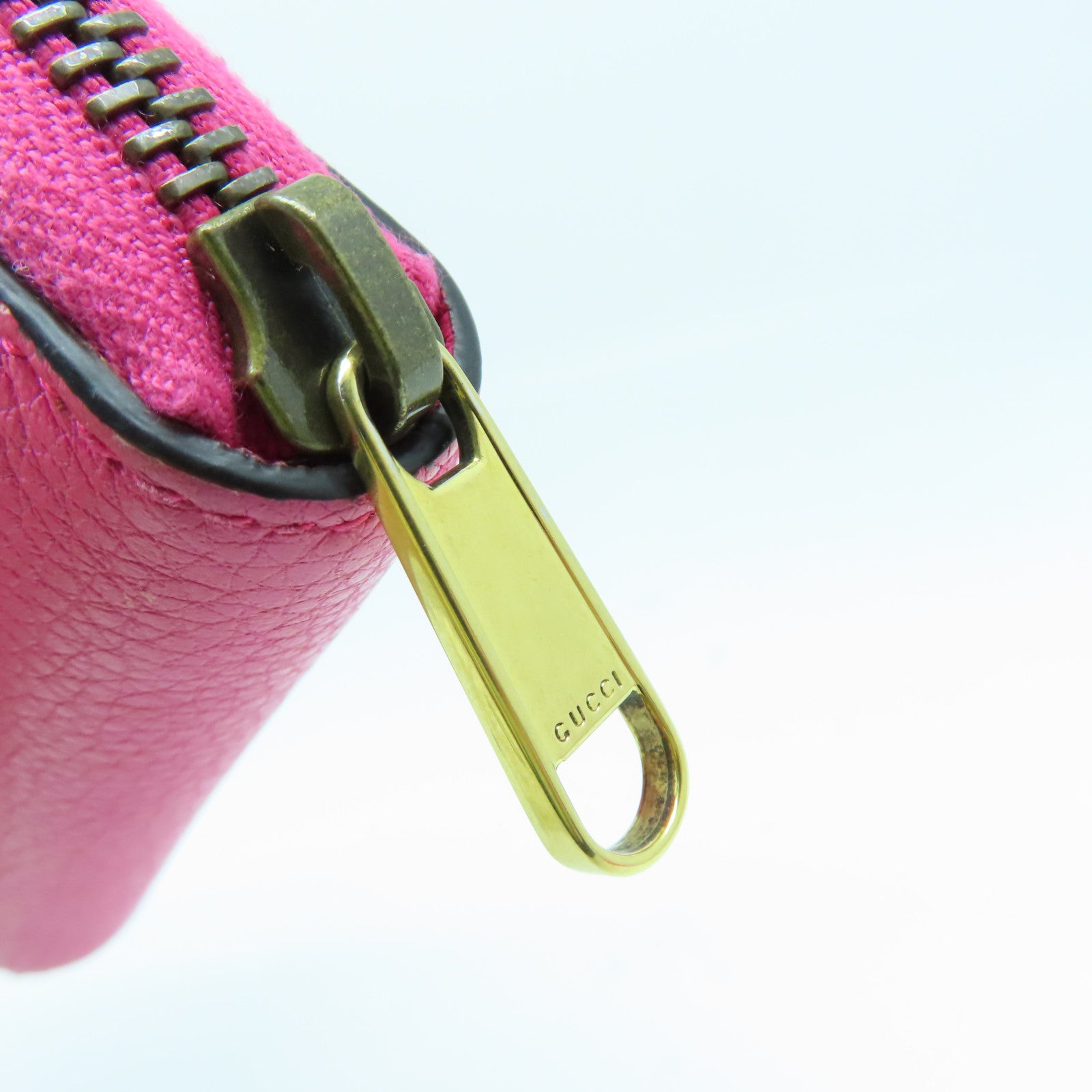 GUCCI 牛皮皮革Small Wallet金扣錢包粉紅色