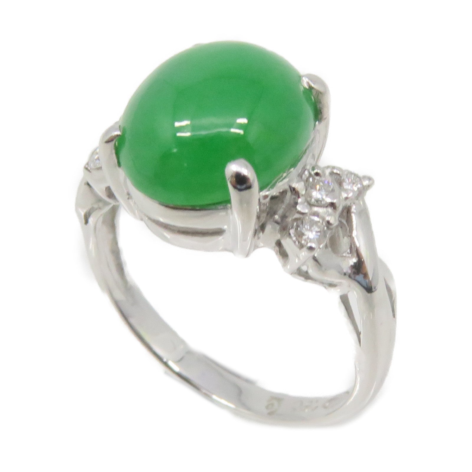 JEWELRY 18K White Gold/Jade Ring Jade Ring US#5.5