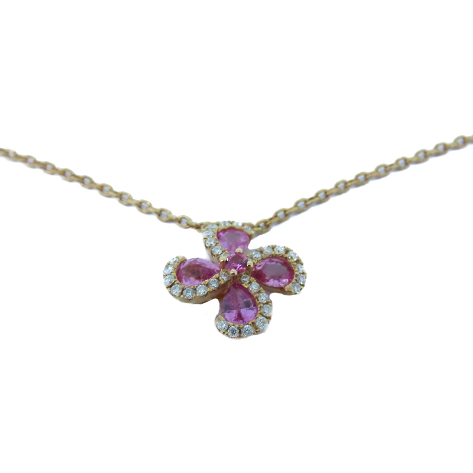 JEWELRY 【激减优惠】K18玫瑰金PinkSapphire Necklace 0.69ct蓝宝石/0.15ct钻石项链