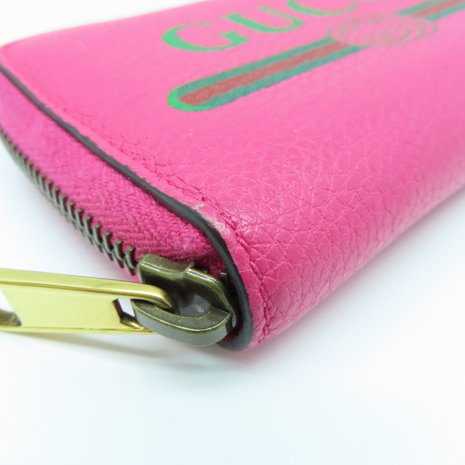 GUCCI 牛皮皮革Small Wallet金扣錢包粉紅色