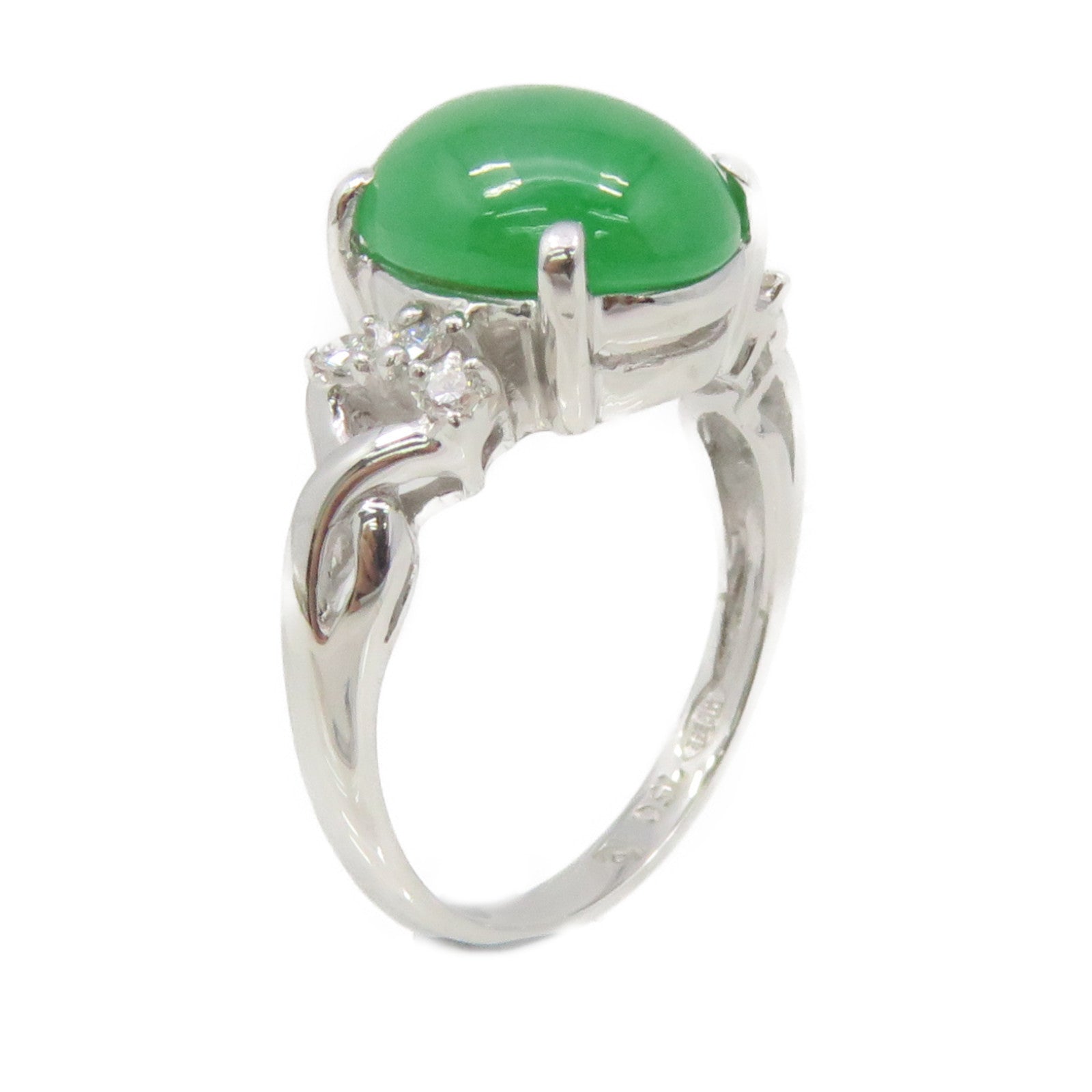 JEWELRY 18K White Gold/Jade Ring Jade Ring US#5.5
