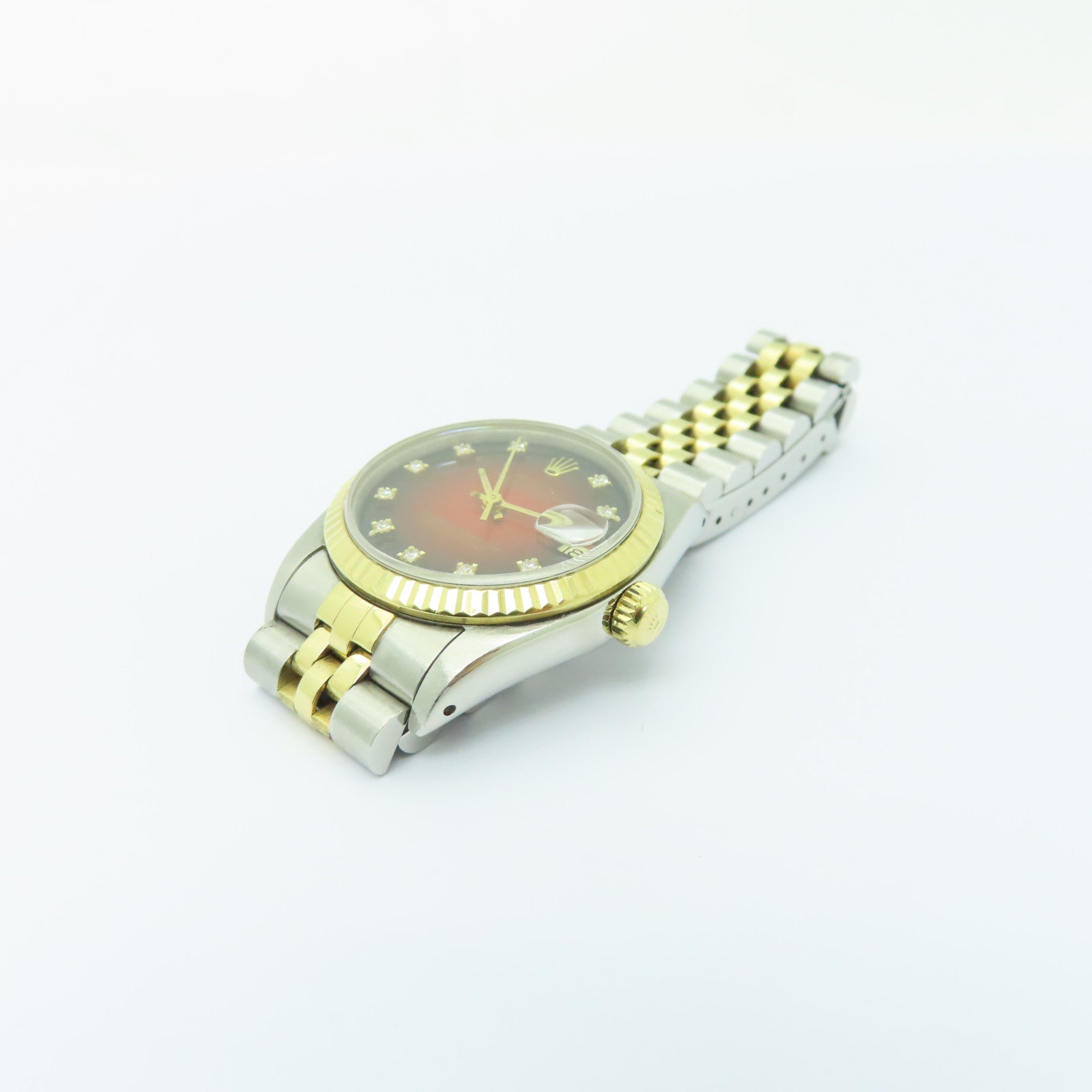 ROLEX Datejust 18K黄金/不鏽鋼手錶自動機芯酒紅色
