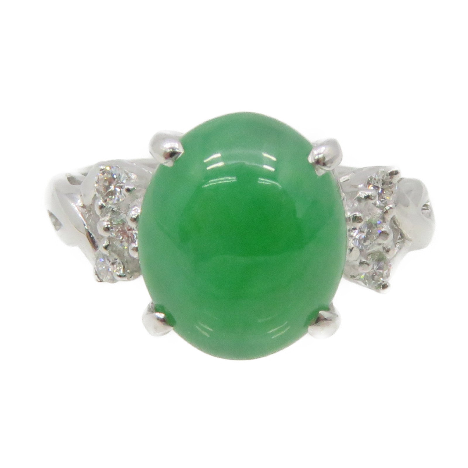 JEWELRY 18K White Gold/Jade Ring Jade Ring US#5.5