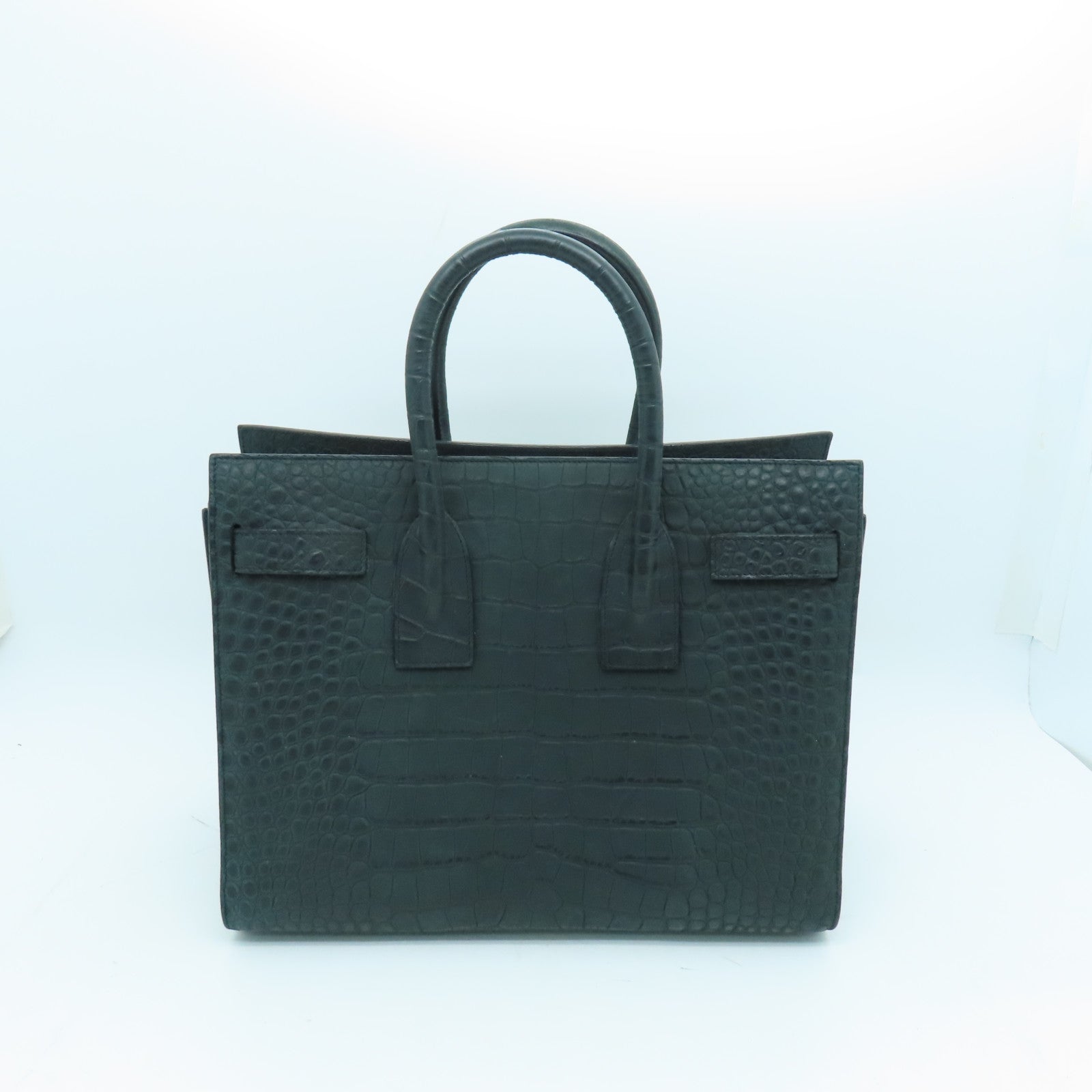 SAINT LAURENT 牛皮皮革2way Shoulder Bag銀扣手挽肩背兩用袋綠色