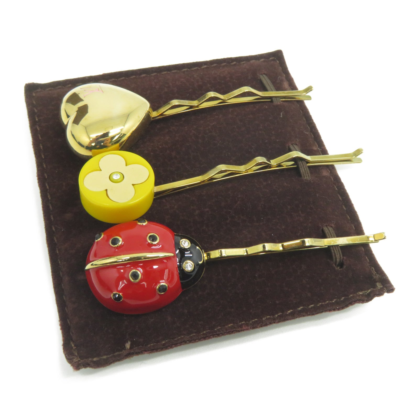 LOUIS VUITTON 金屬Hair Clip髮夾紅色/黃色/金色