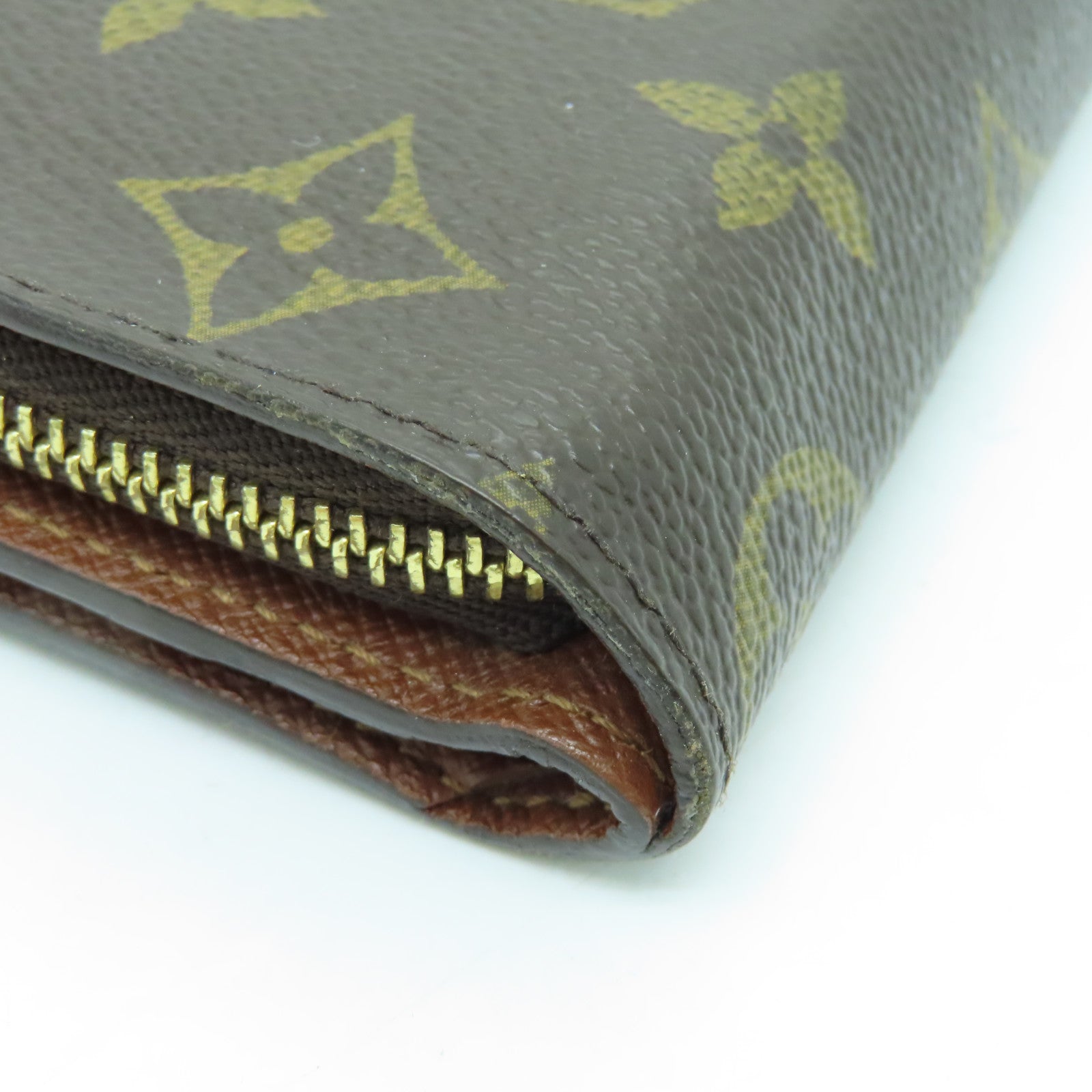 LOUIS VUITTON Monogram Wallet Gold Buckle Wallet Brown
