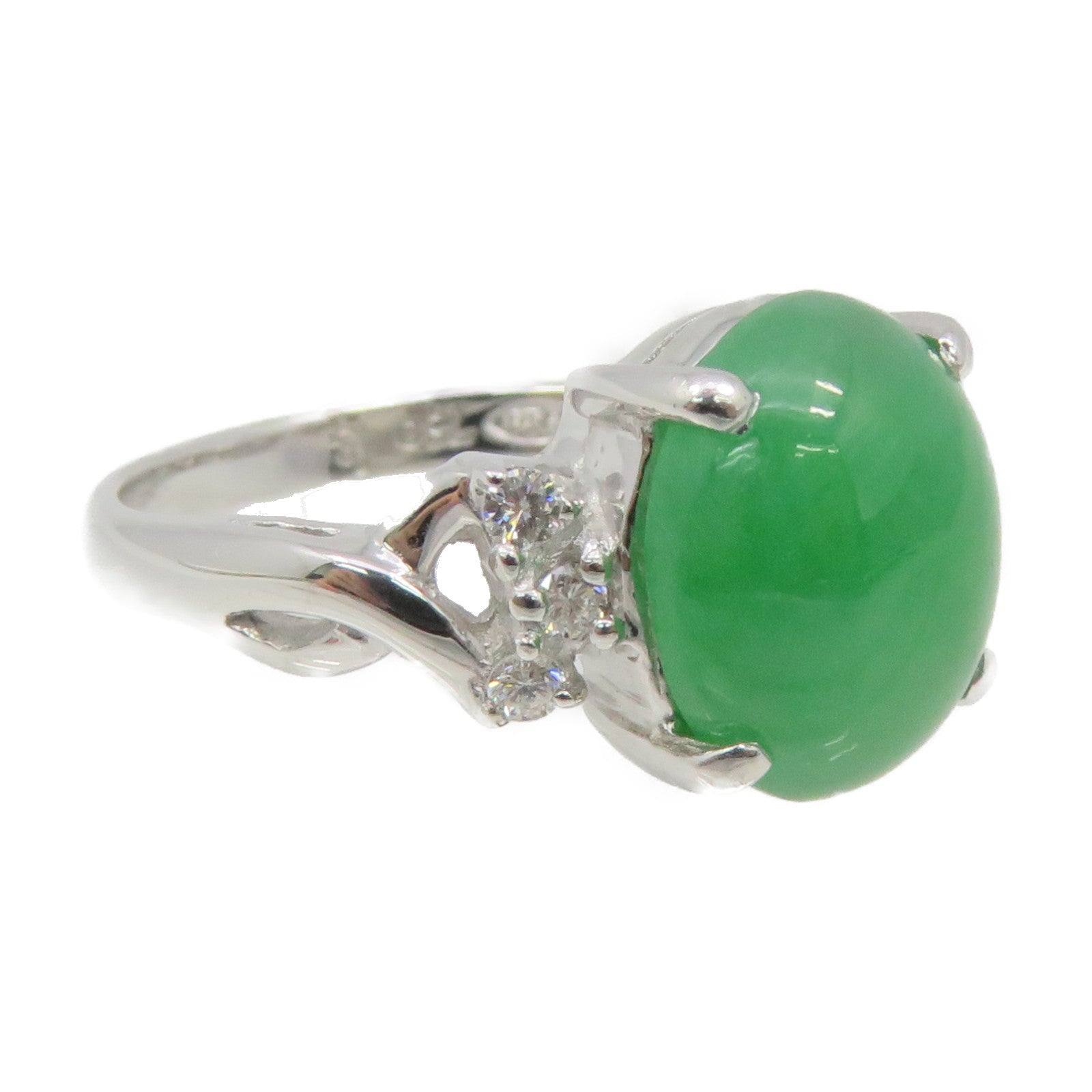 JEWELRY 18K White Gold/Jade Ring Jade Ring US#5.5