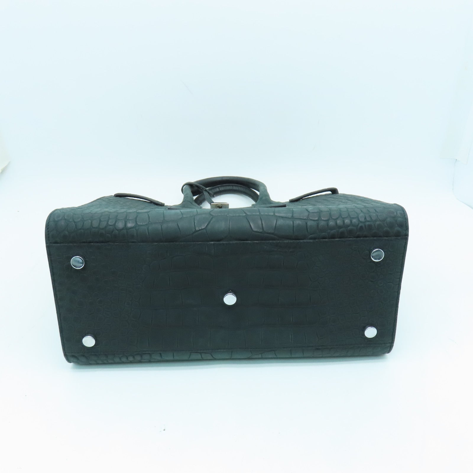 SAINT LAURENT 牛皮皮革2way Shoulder Bag銀扣手挽肩背兩用袋綠色