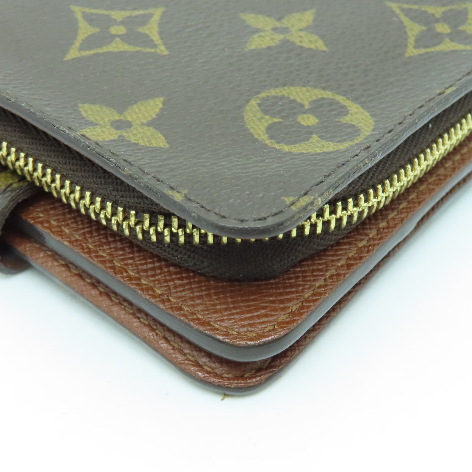 LOUIS VUITTON Monogram Wallet Gold Buckle Wallet Brown