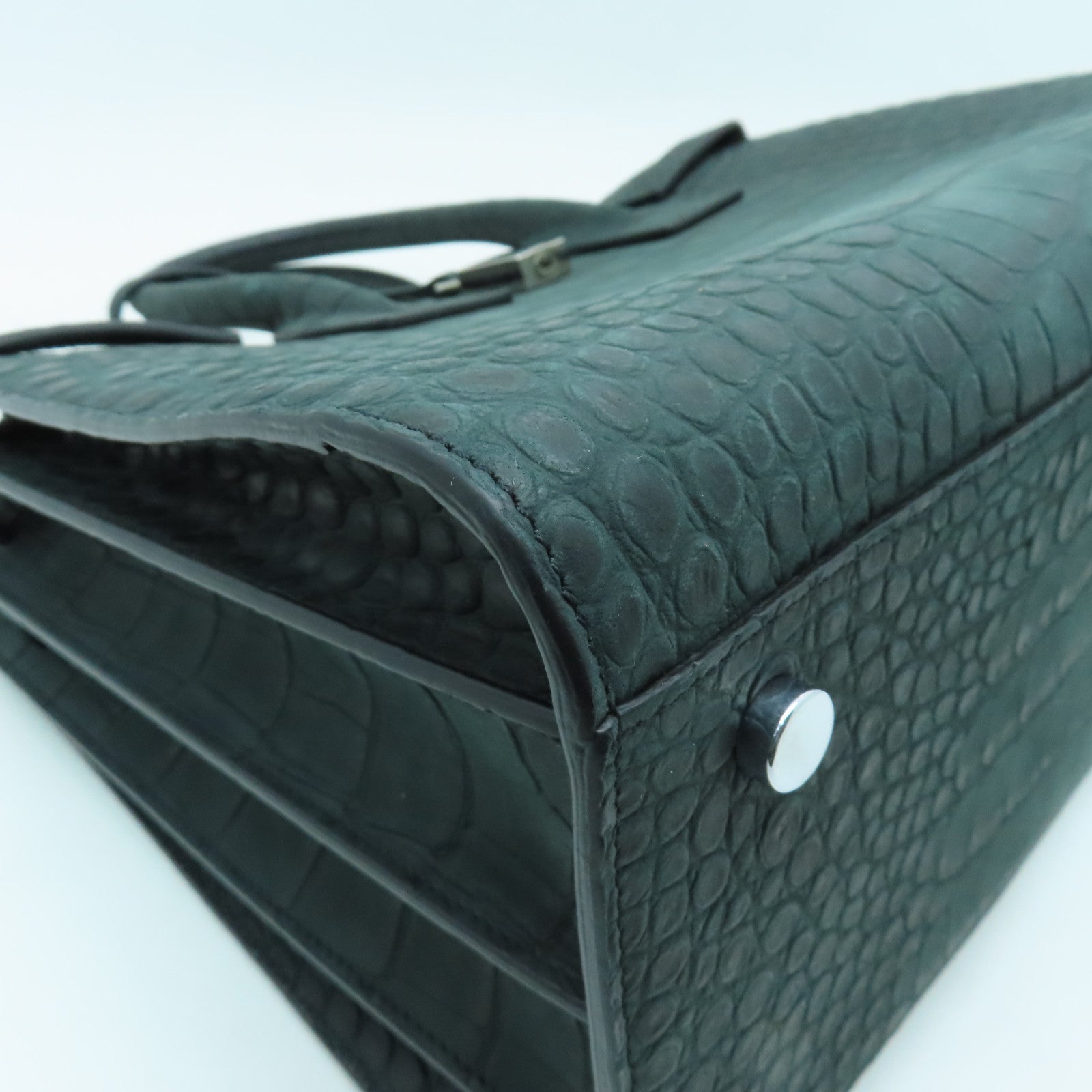 SAINT LAURENT 牛皮皮革2way Shoulder Bag銀扣手挽肩背兩用袋綠色