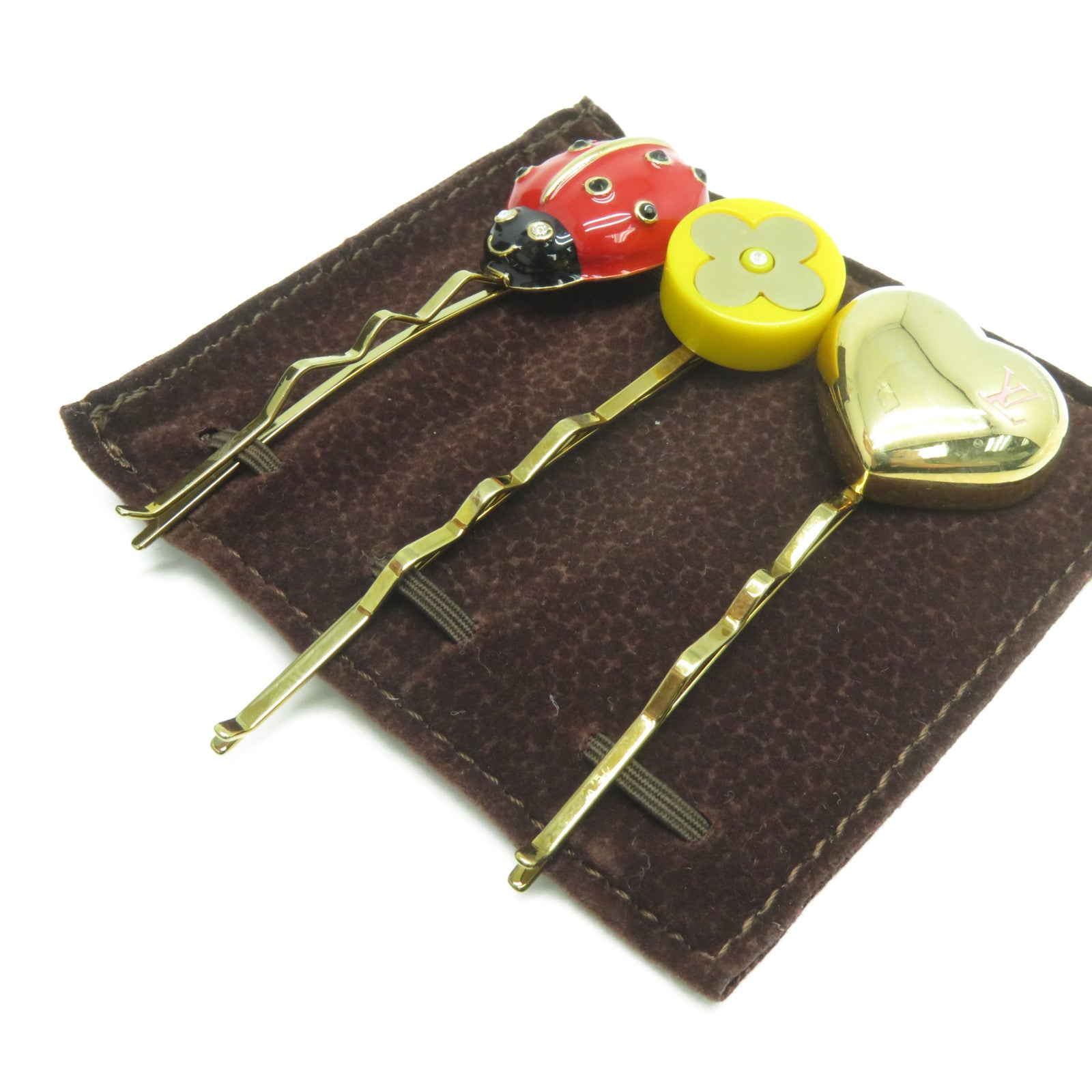 LOUIS VUITTON 金屬Hair Clip髮夾紅色/黃色/金色