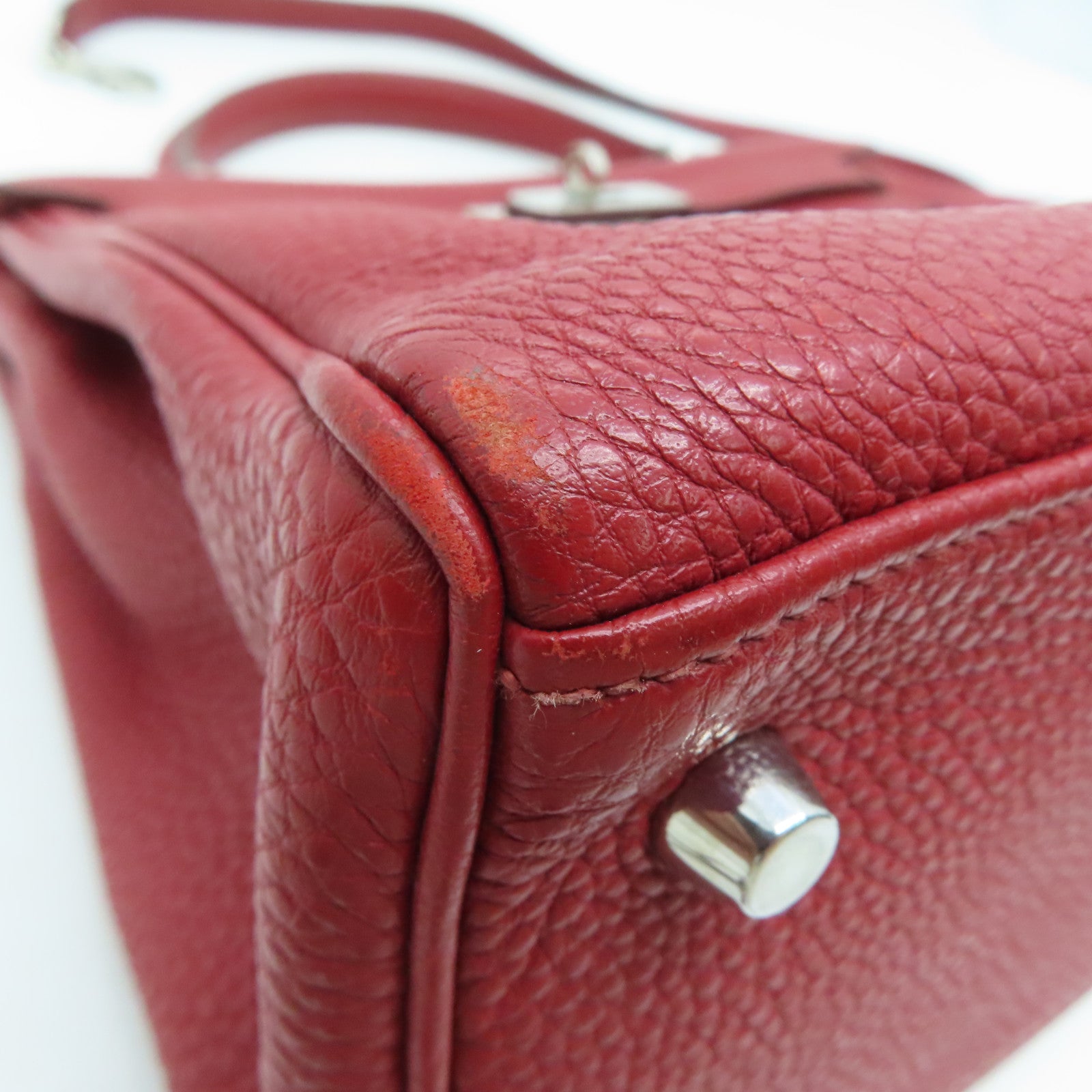 HERMES Togo皮革Kelly 28銀扣手挽肩背兩用袋暗紅色