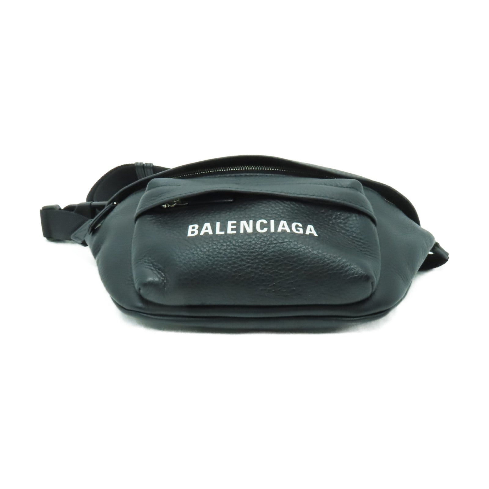 BALENCIAGA 牛皮皮革Waist Bag銀扣腰包黑色