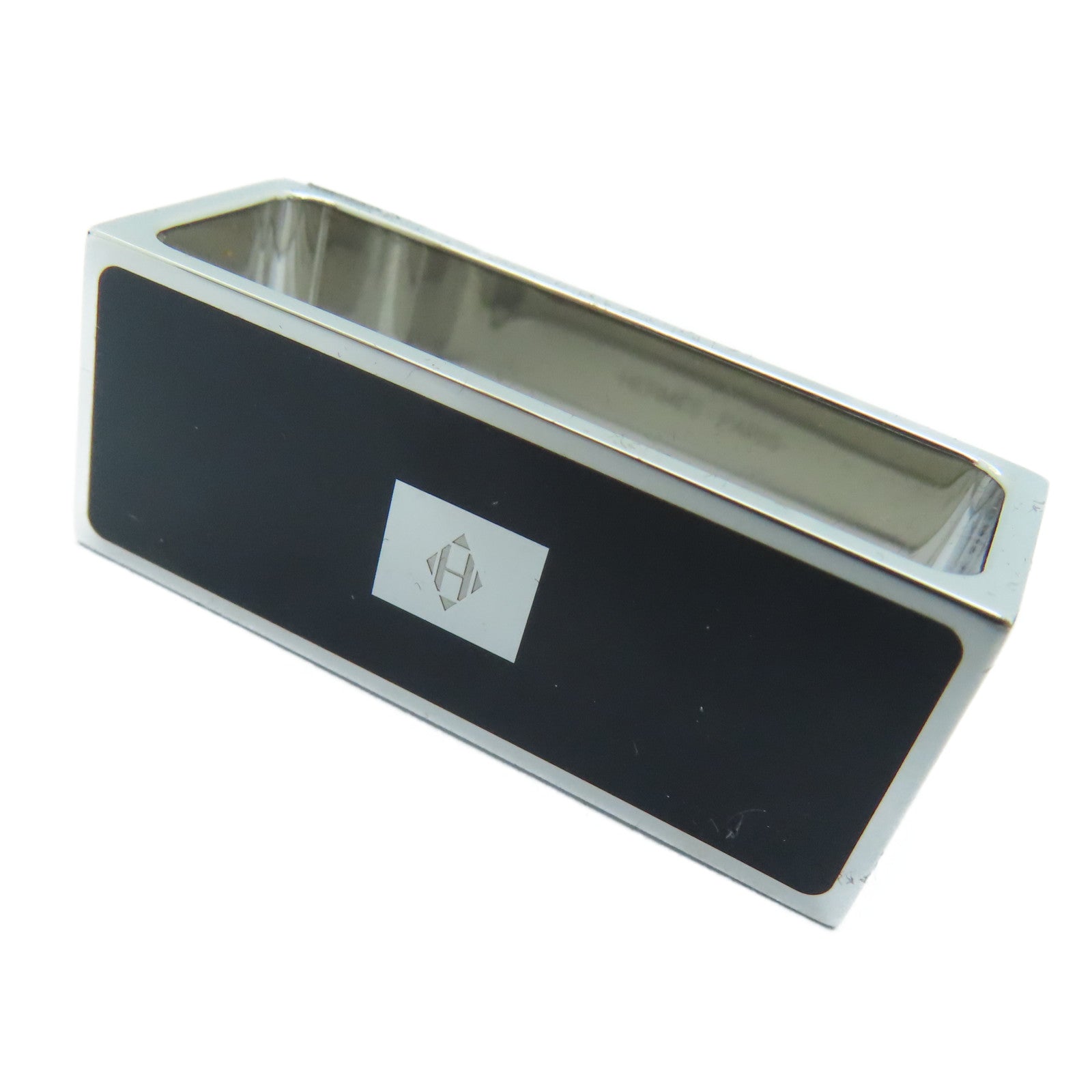 HERMES [Sharp Discount] Metal Sacarf Ring Black/Silver