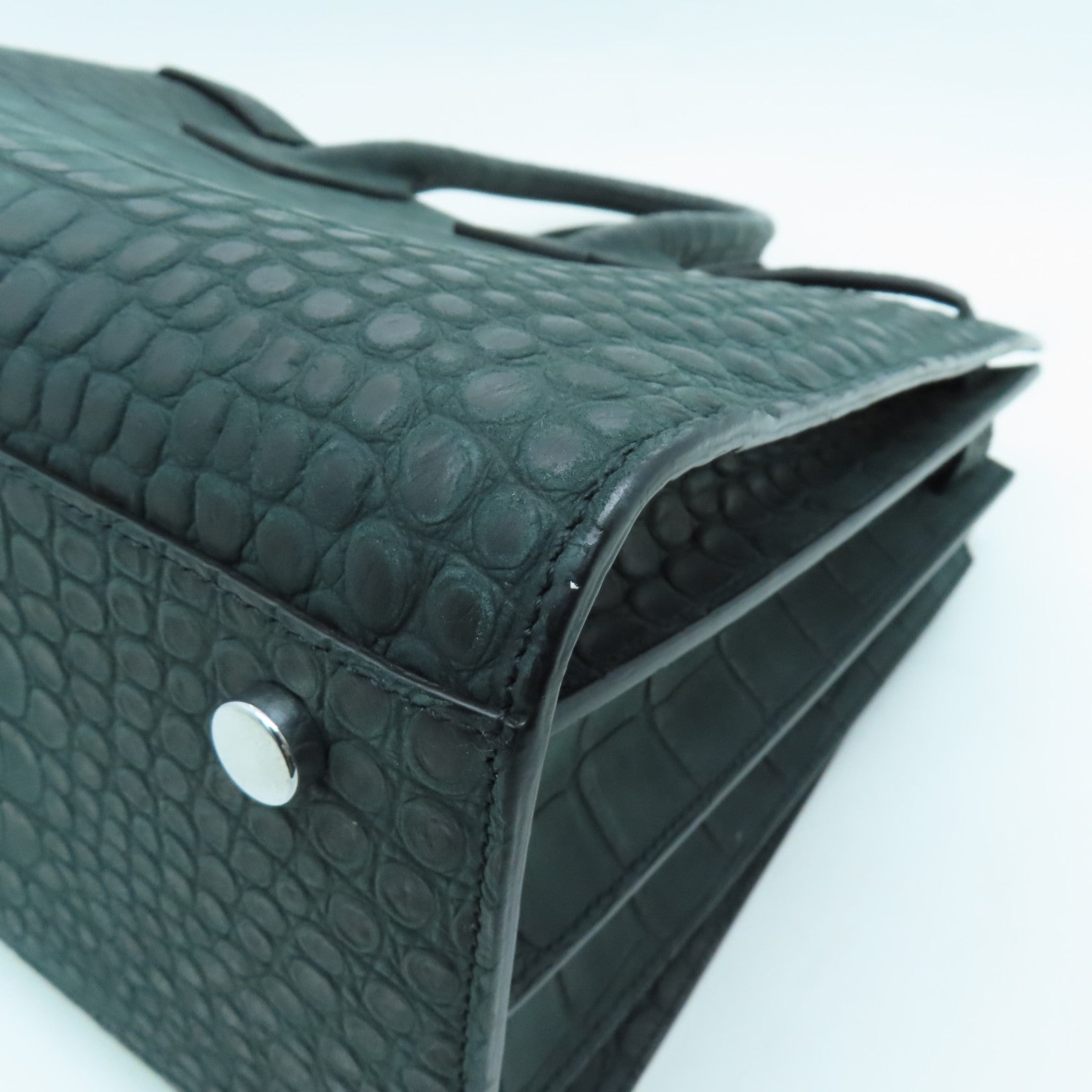 SAINT LAURENT 牛皮皮革2way Shoulder Bag銀扣手挽肩背兩用袋綠色