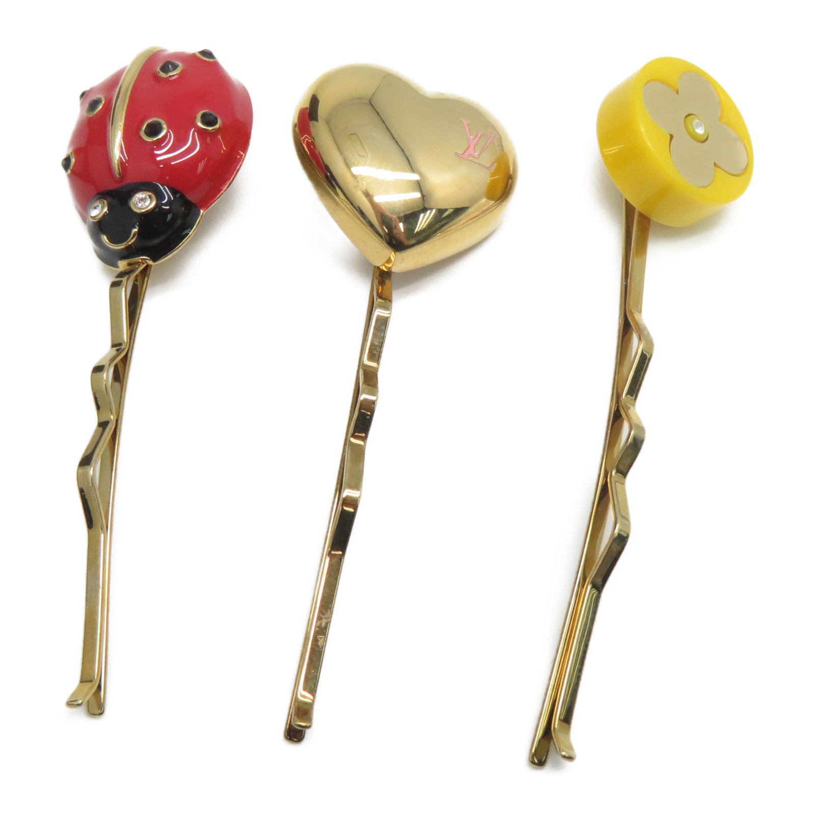 LOUIS VUITTON 金屬Hair Clip髮夾紅色/黃色/金色
