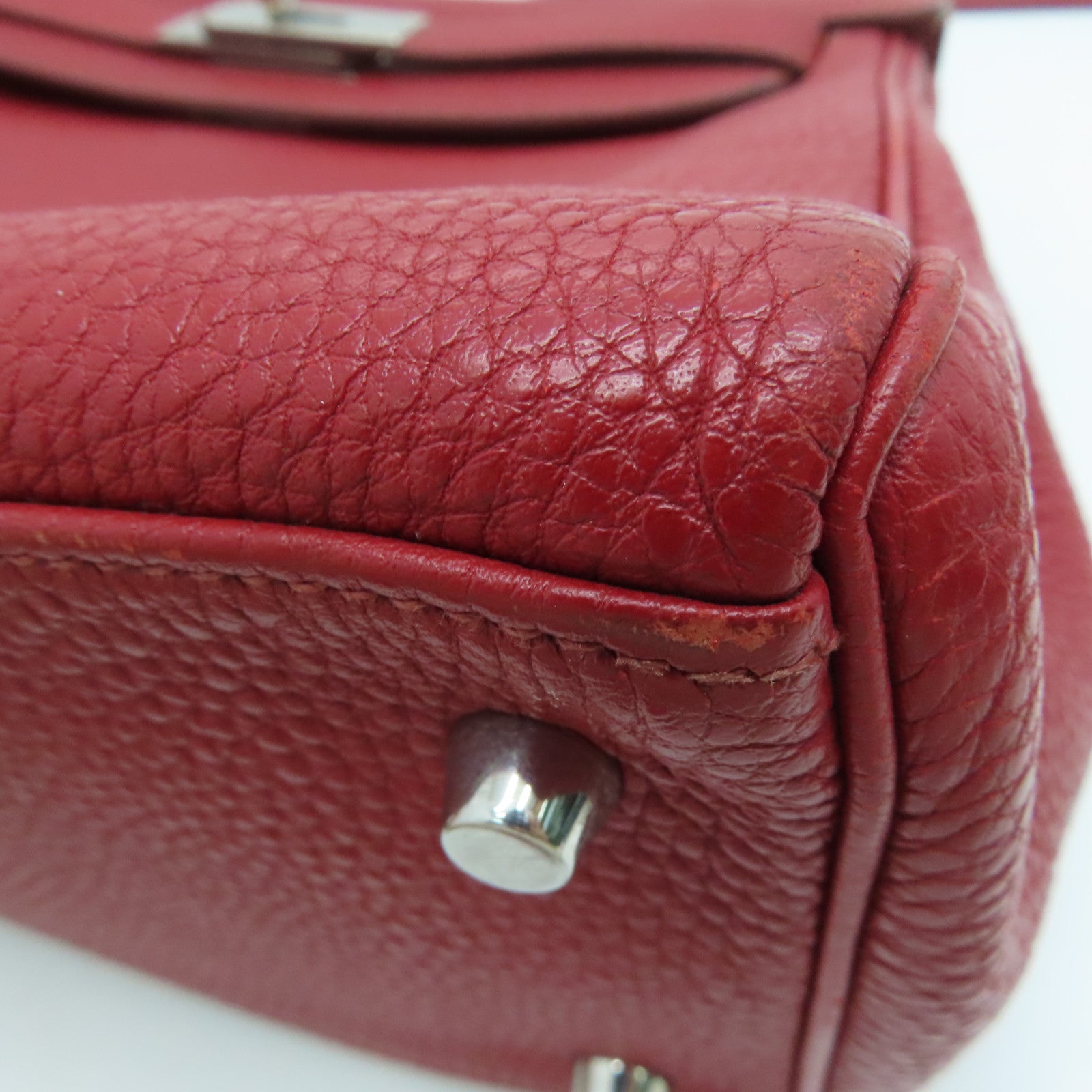 HERMES Togo皮革Kelly 28銀扣手挽肩背兩用袋暗紅色