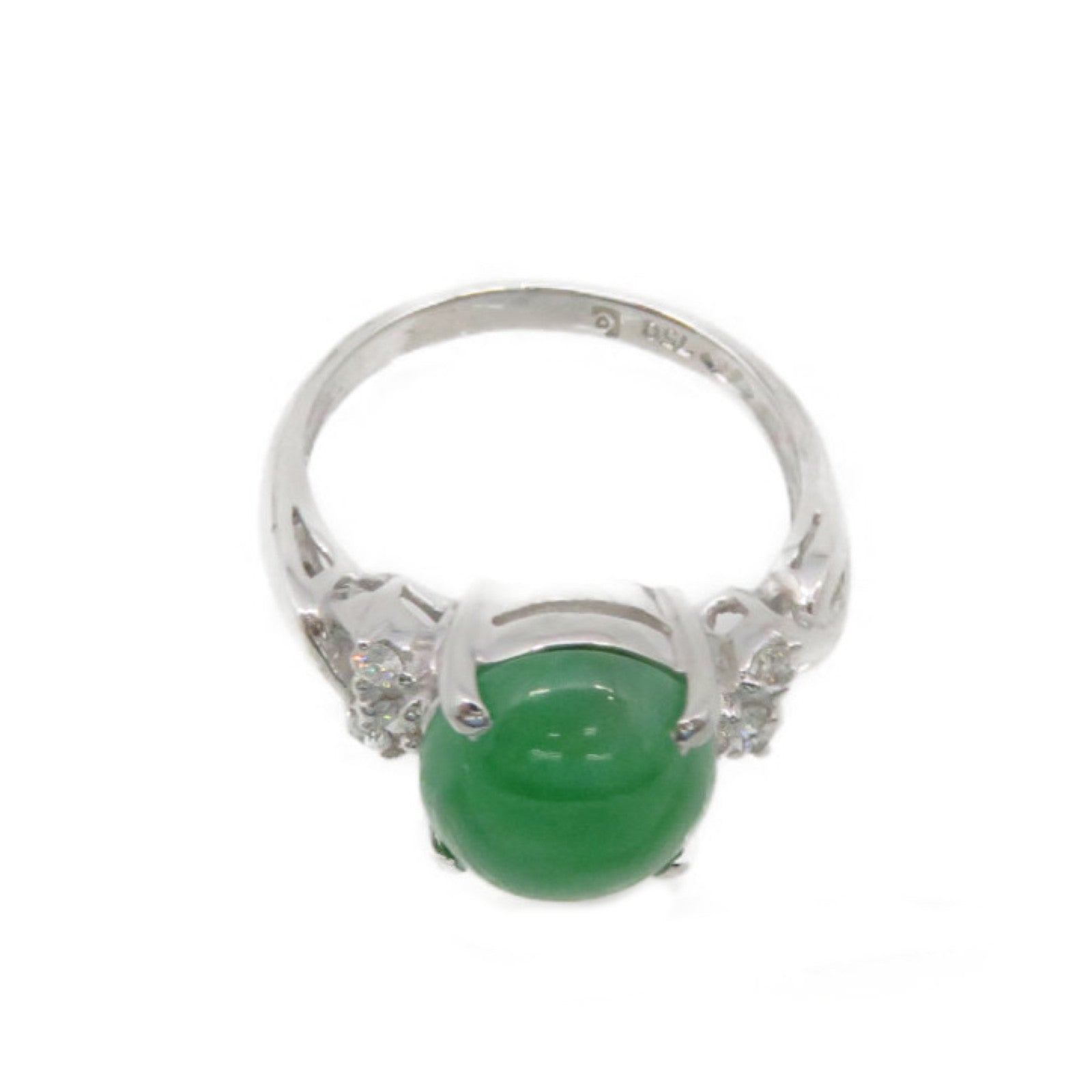 JEWELRY 18K White Gold/Jade Ring Jade Ring US#5.5