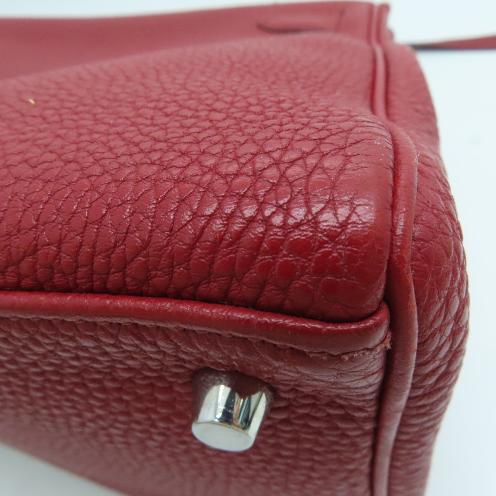 HERMES Togo皮革Kelly 28銀扣手挽肩背兩用袋暗紅色