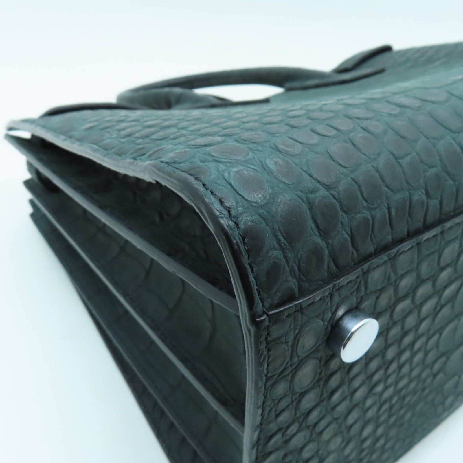 SAINT LAURENT 牛皮皮革2way Shoulder Bag銀扣手挽肩背兩用袋綠色