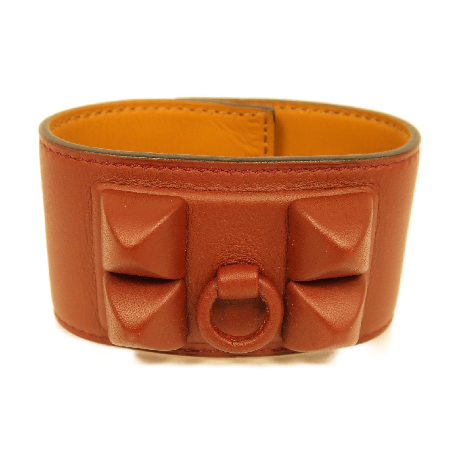 HERMES Swift皮革CDC Bracelet銀扣手鐲紅色