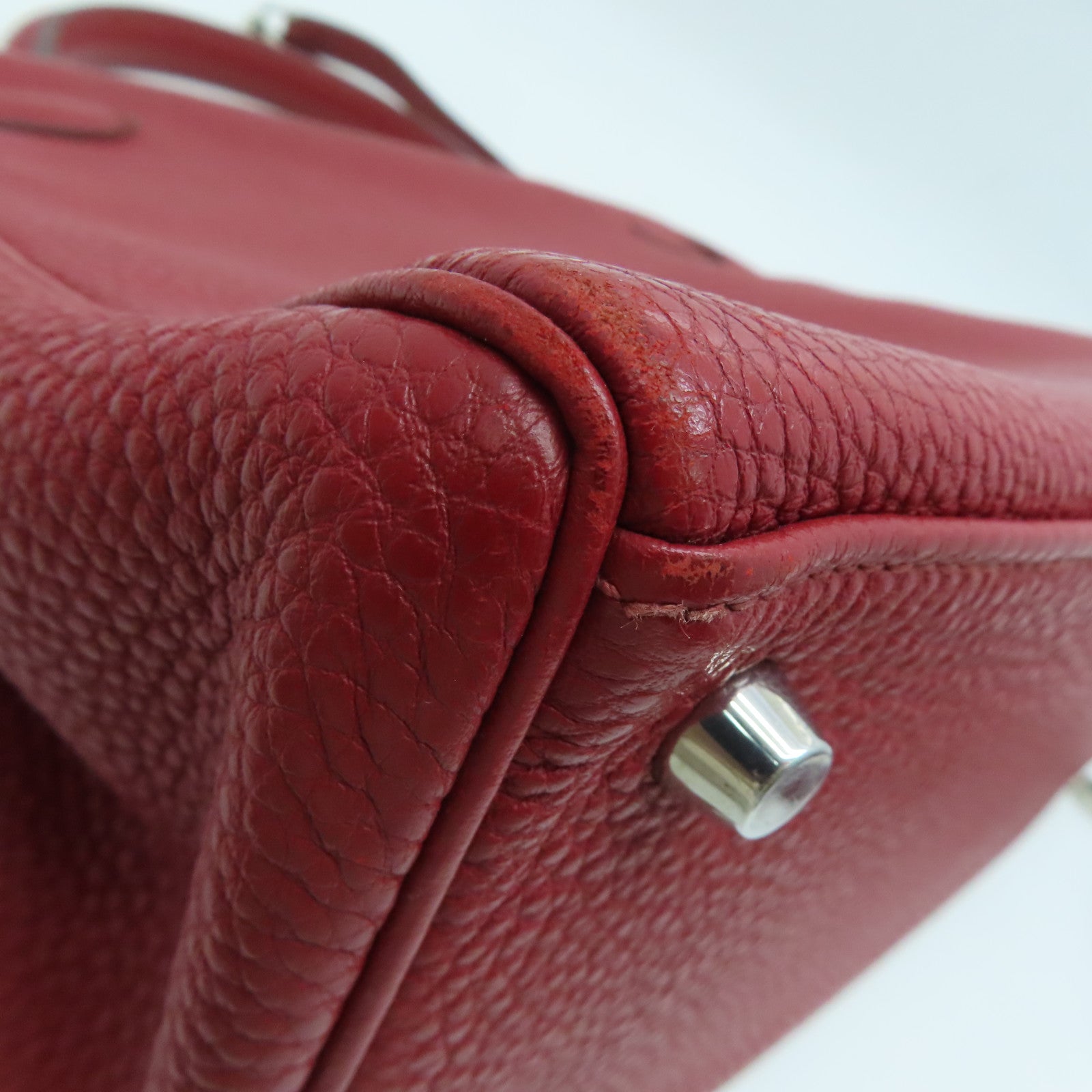 HERMES Togo皮革Kelly 28銀扣手挽肩背兩用袋暗紅色