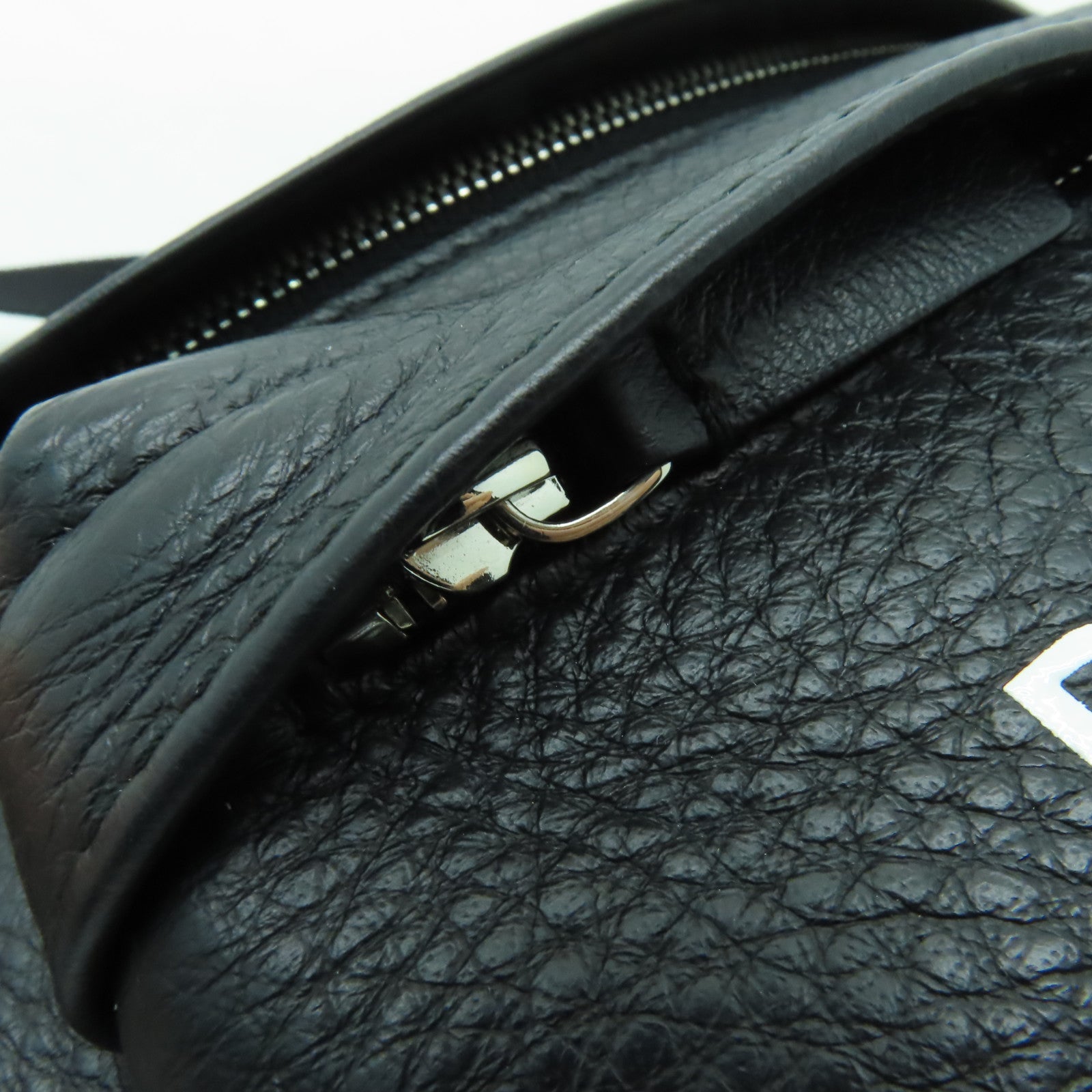 BALENCIAGA 牛皮皮革Waist Bag銀扣腰包黑色