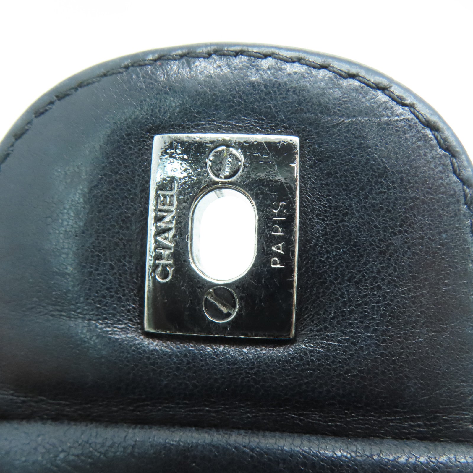 CHANEL 漆皮皮革Chain Shoulder Bag銀扣鏈帶肩背袋黑色
