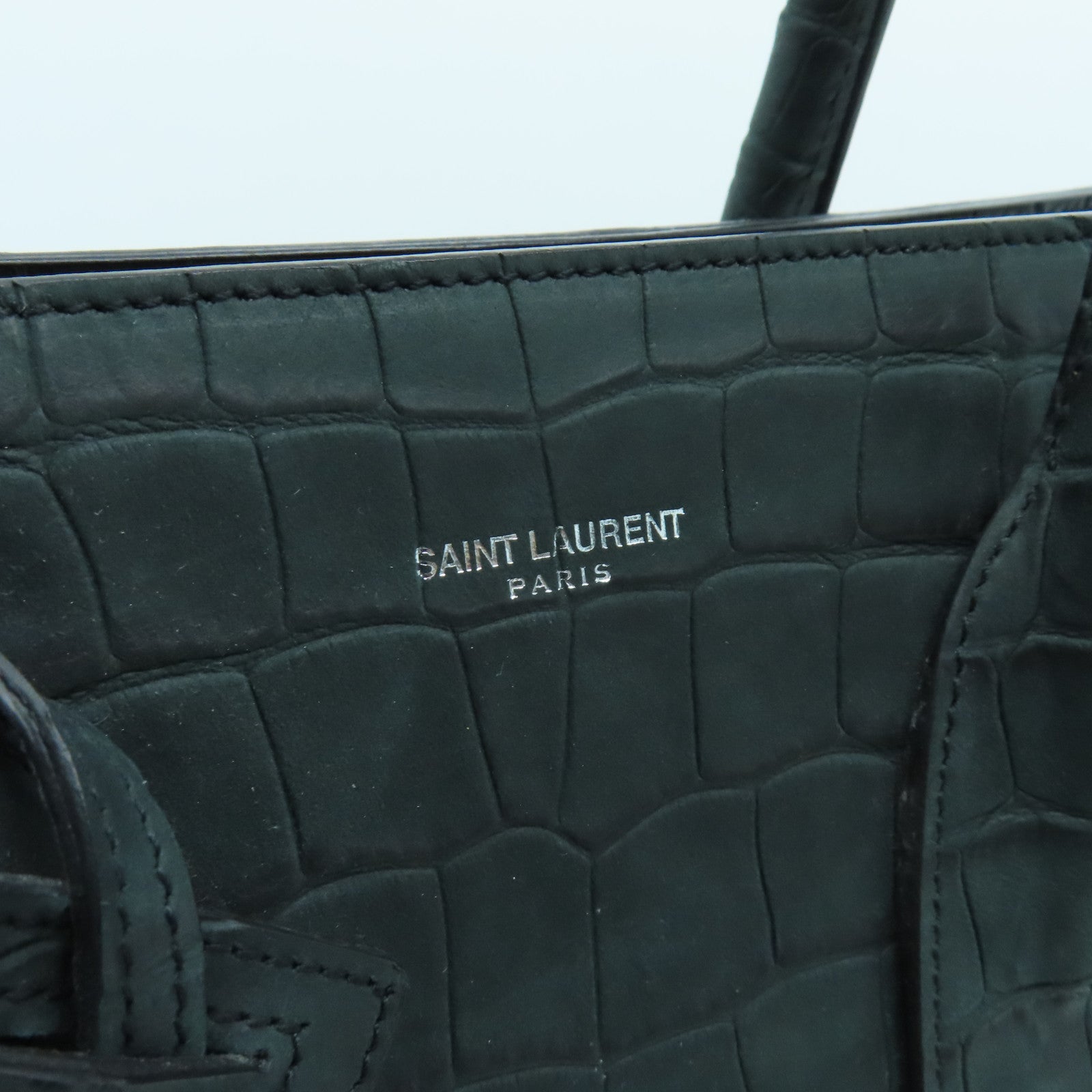 SAINT LAURENT 牛皮皮革2way Shoulder Bag銀扣手挽肩背兩用袋綠色