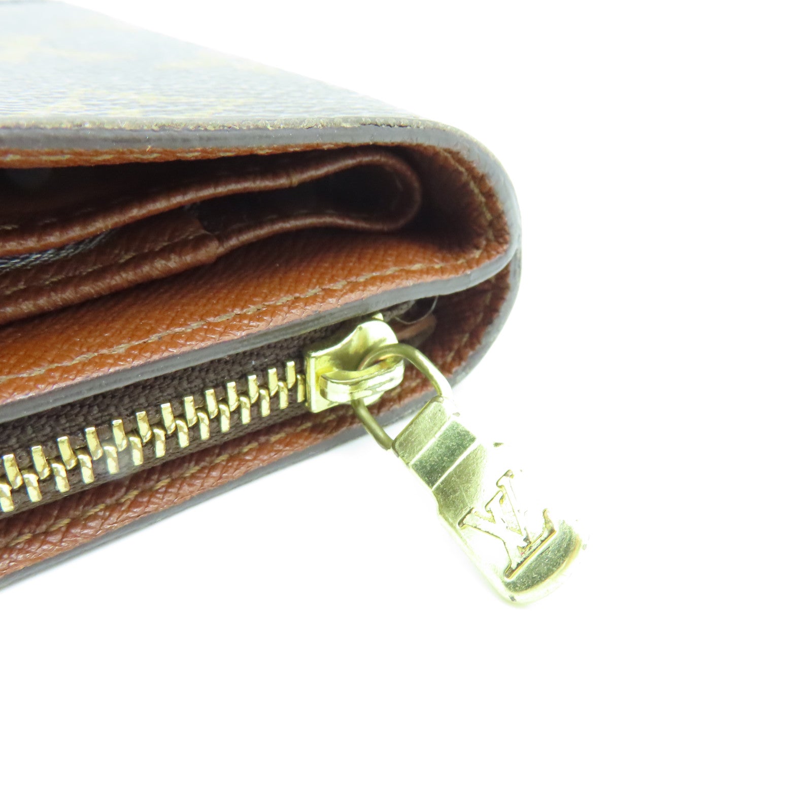 LOUIS VUITTON Monogram Wallet Gold Buckle Wallet Brown
