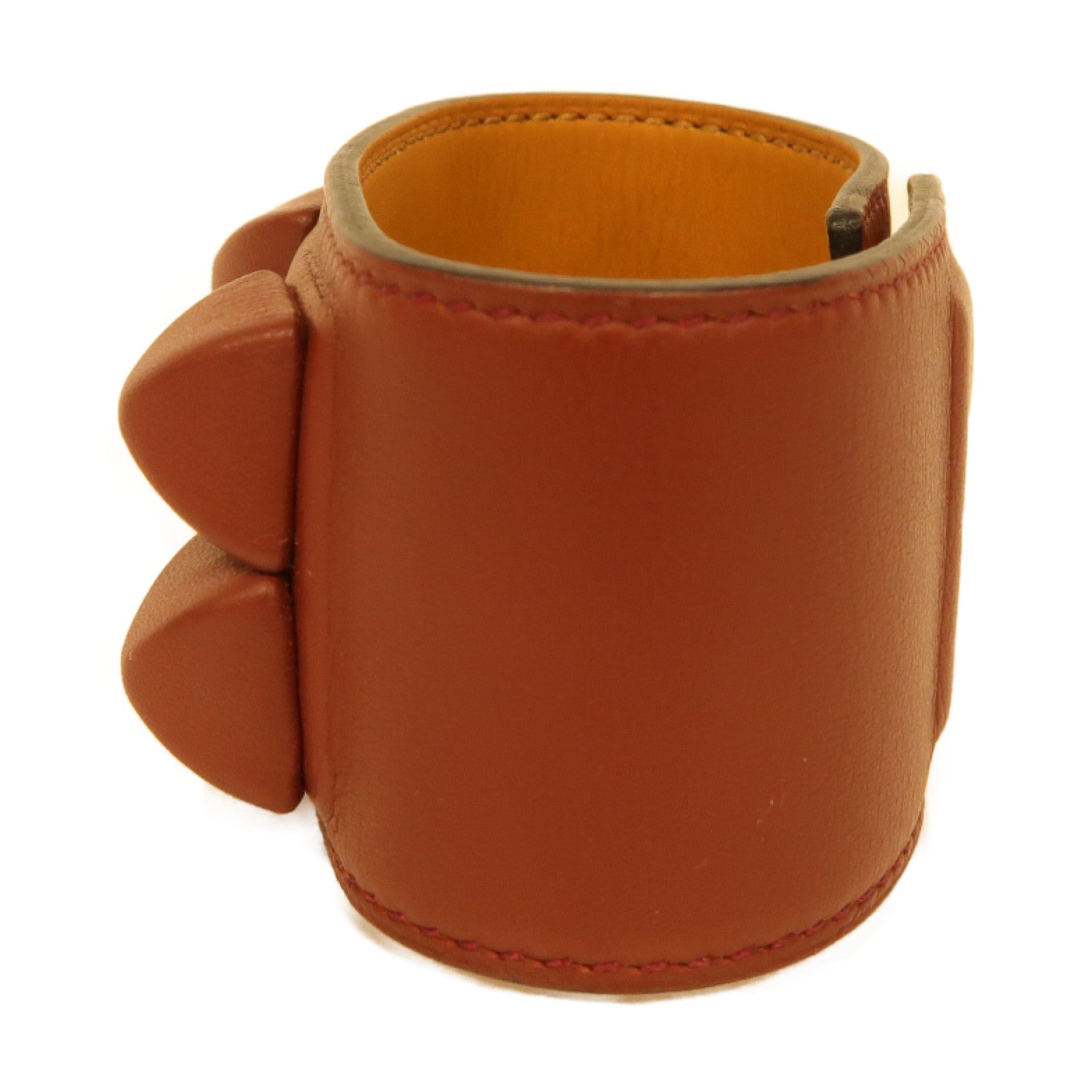 HERMES Swift皮革CDC Bracelet銀扣手鐲紅色
