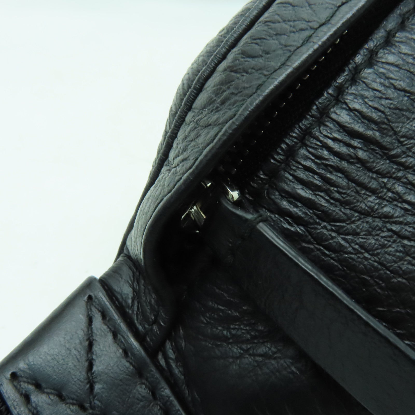 BALENCIAGA 牛皮皮革Waist Bag銀扣腰包黑色