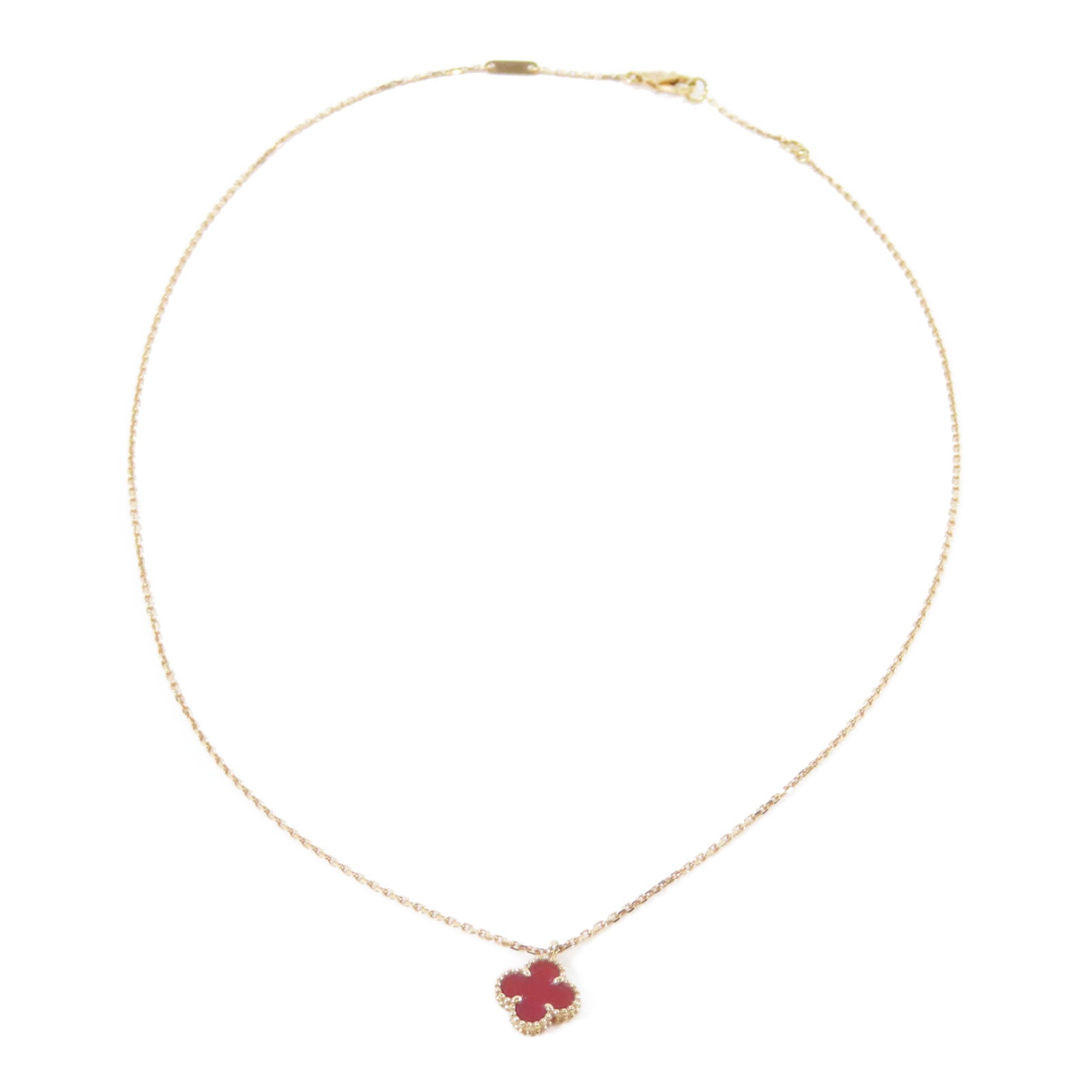 Van Cleef & Arpels 18K玫瑰金/紅玉髓Sweet Alhambra Necklace項鏈紅色/金色