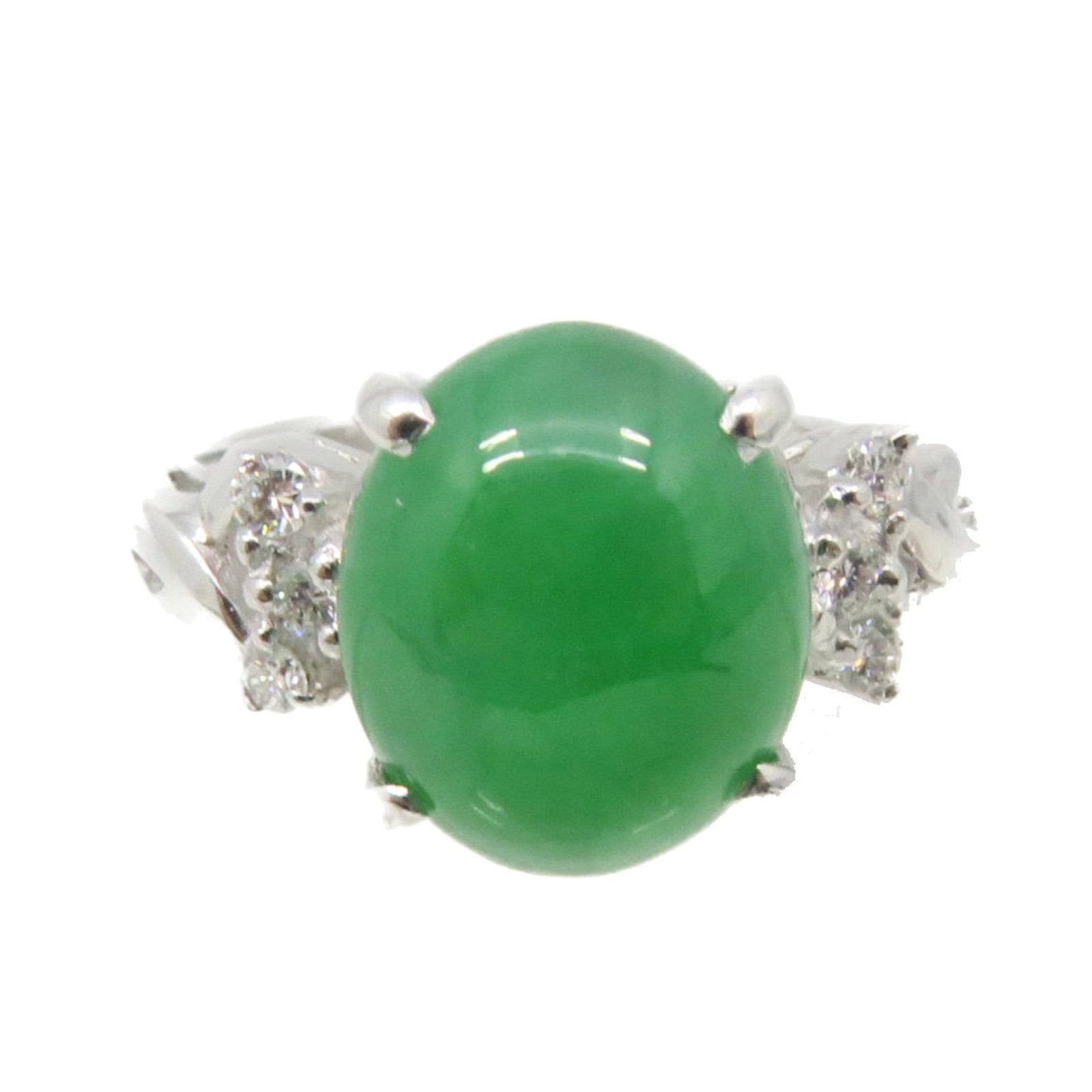 JEWELRY 18K White Gold/Jade Ring Jade Ring US#5.5